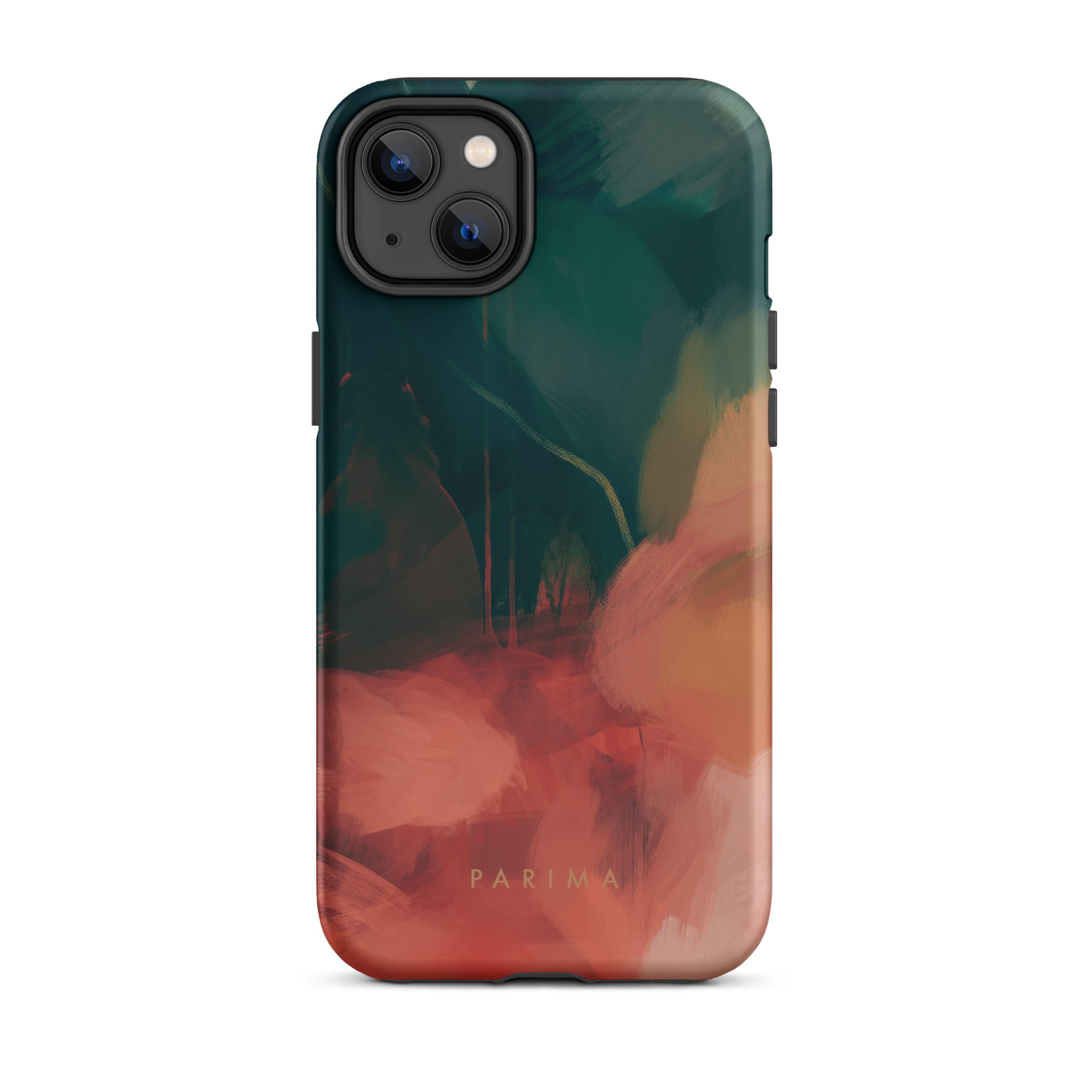 Eventide, green and red abstract art - iPhone 14 plus tough case by Parima Studio
