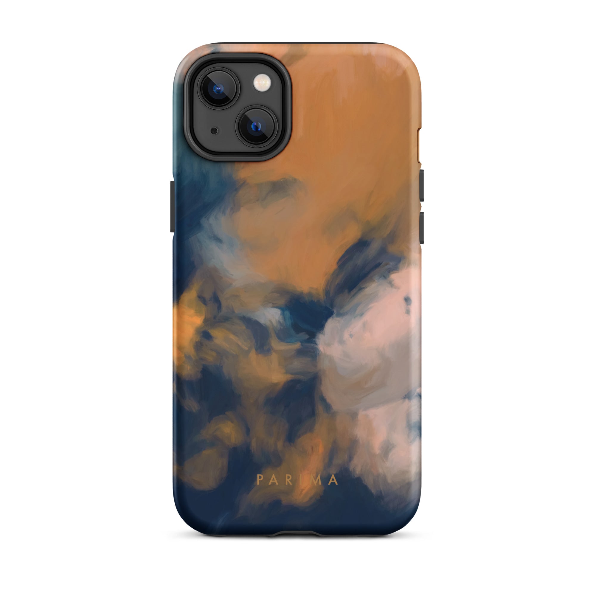 Mia Luna, blue and orange abstract art - iPhone 14 plus tough case by Parima Studio