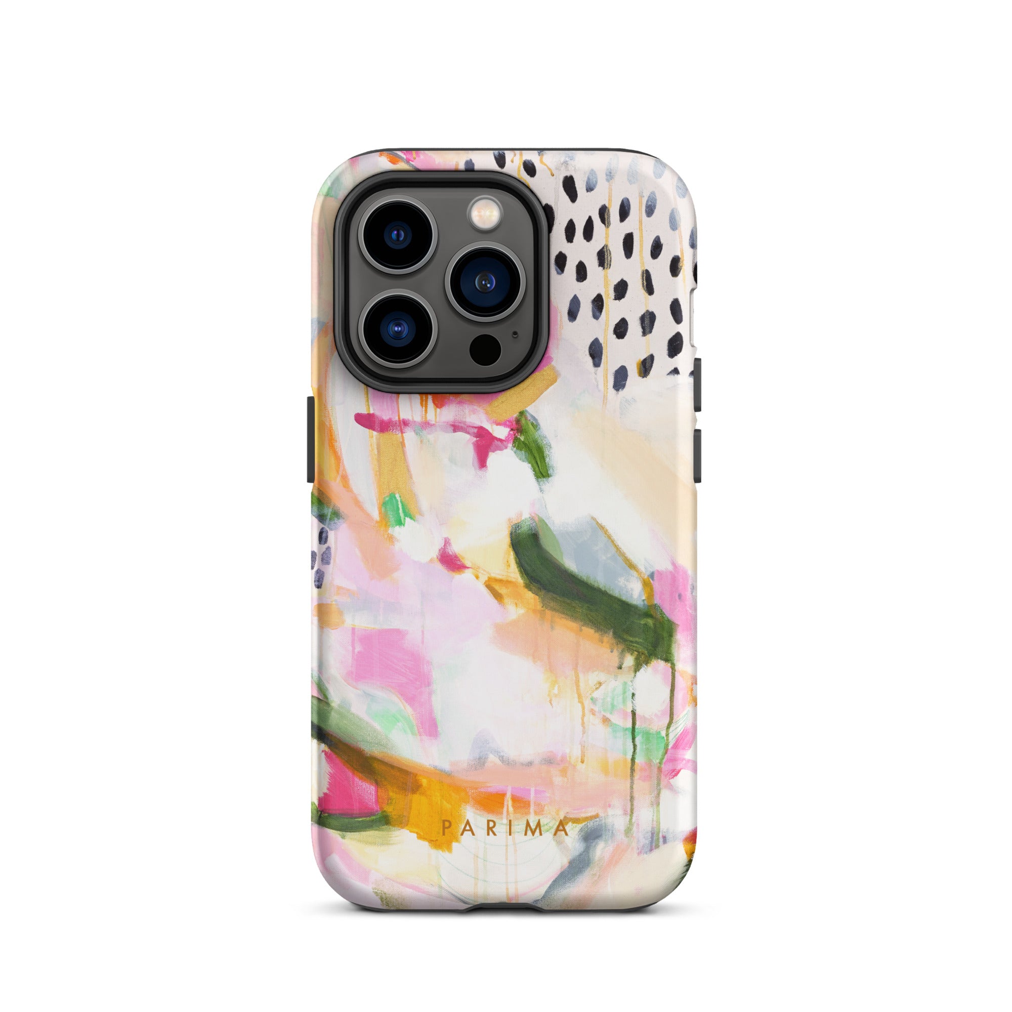 Adira, pink and green abstract art - iPhone 14 Pro tough case by Parima Studio