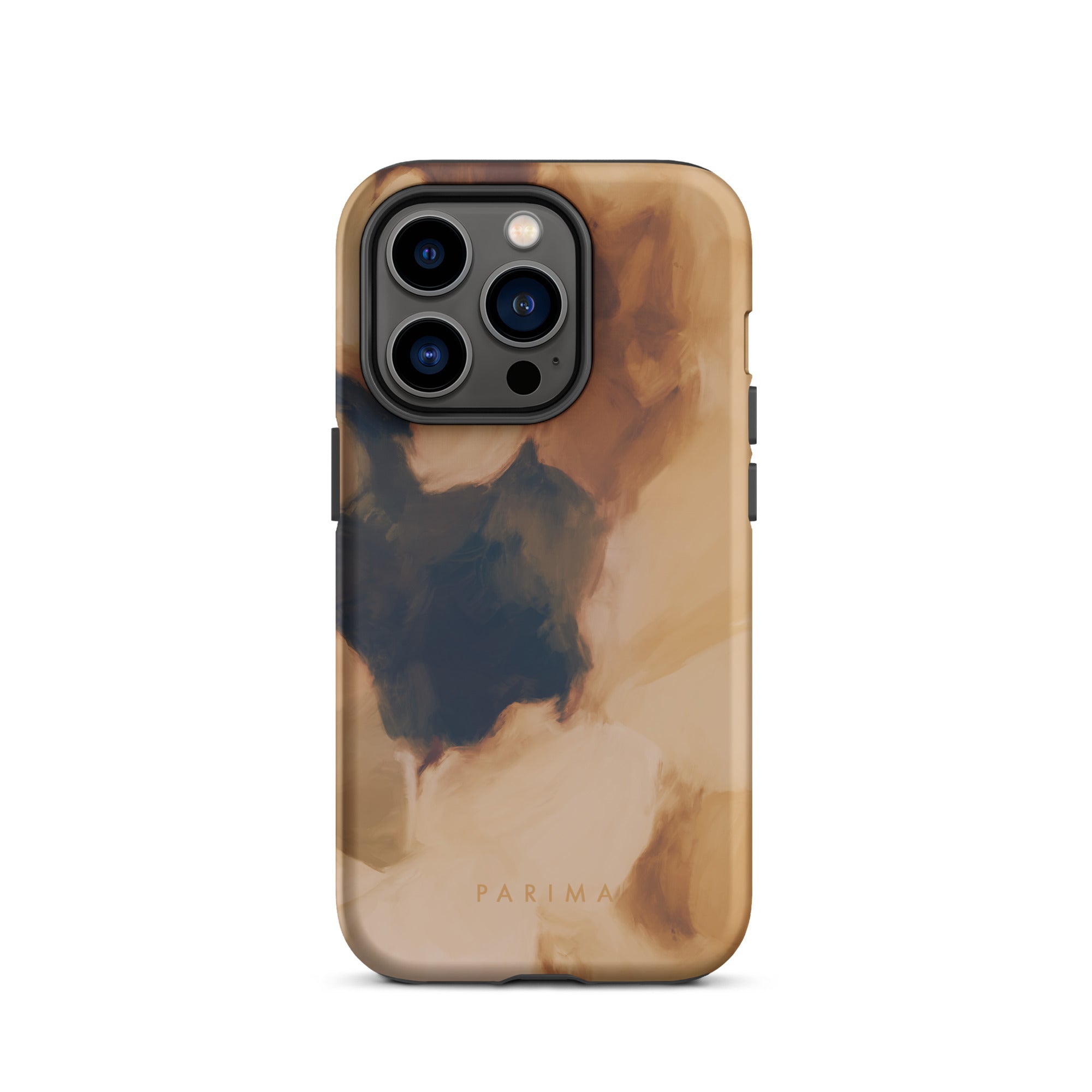 Clay, brown and tan color abstract art on iPhone 14 Pro tough case by Parima Studio