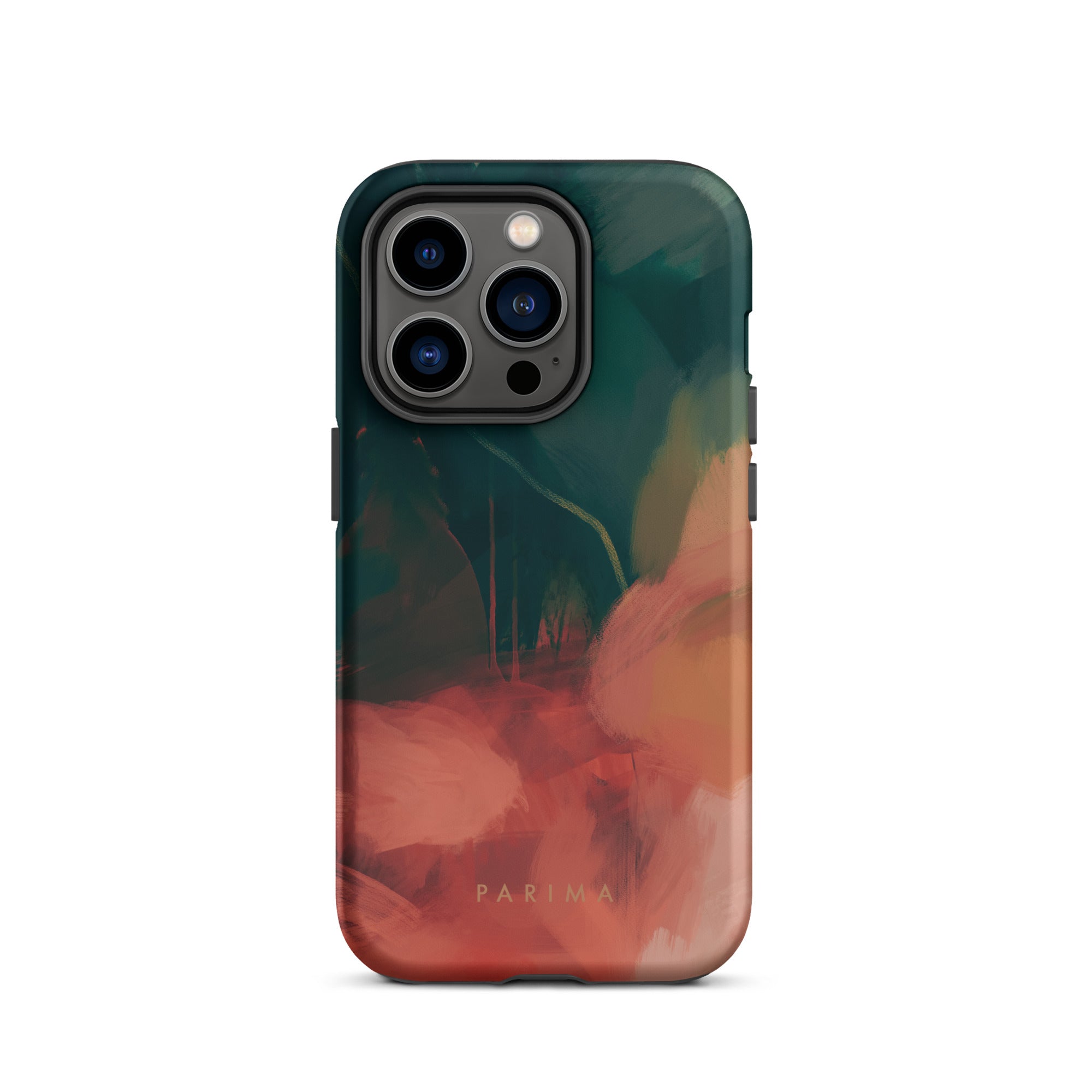 Eventide, green and red abstract art - iPhone 14 Pro tough case by Parima Studio