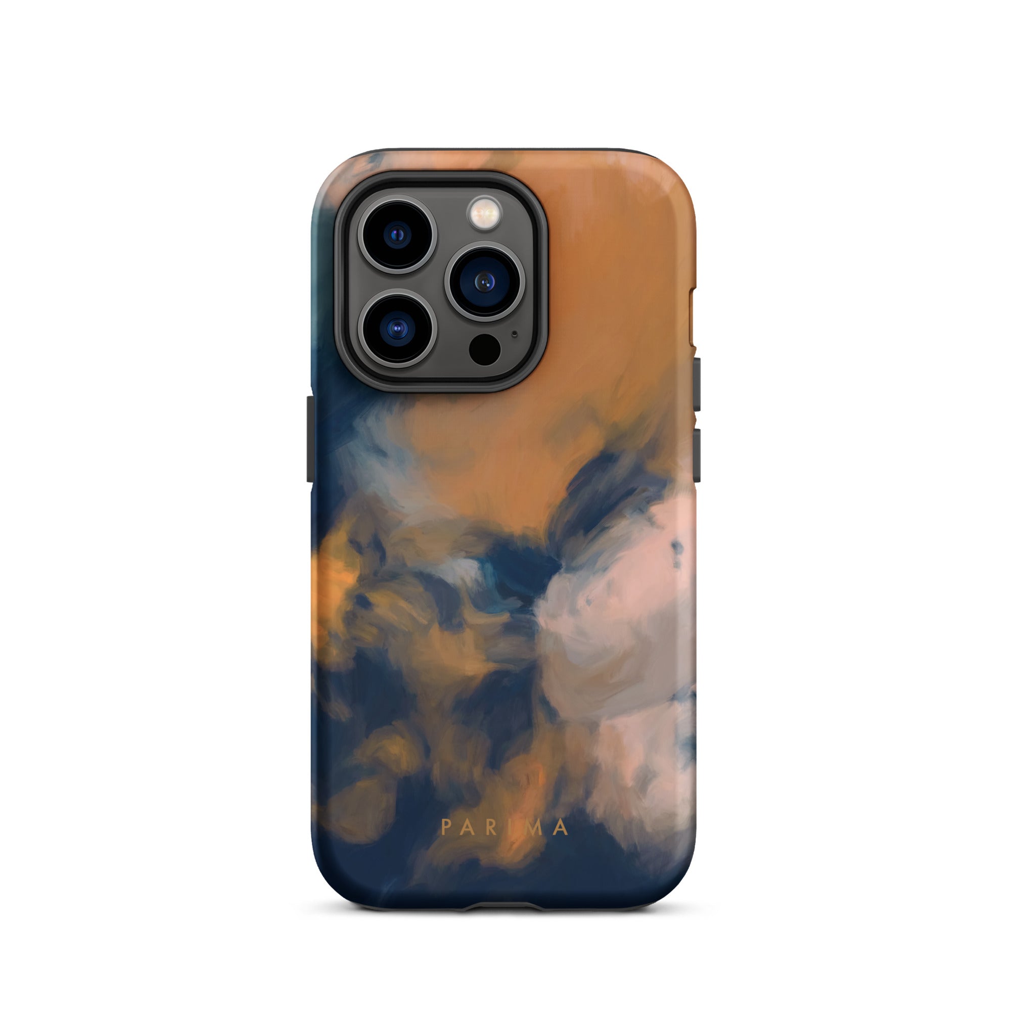 Mia Luna, blue and orange abstract art - iPhone 14 Pro tough case by Parima Studio