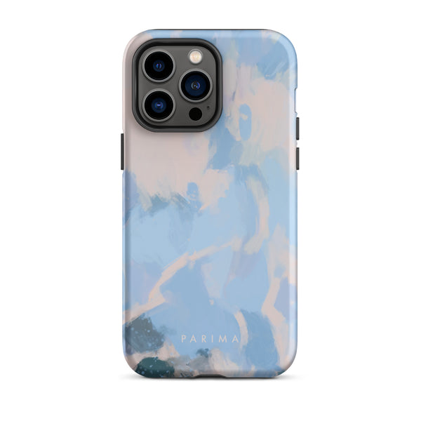 Dove, blue and pink abstract art on iPhone 14 Pro Max tough case by Parima Studio