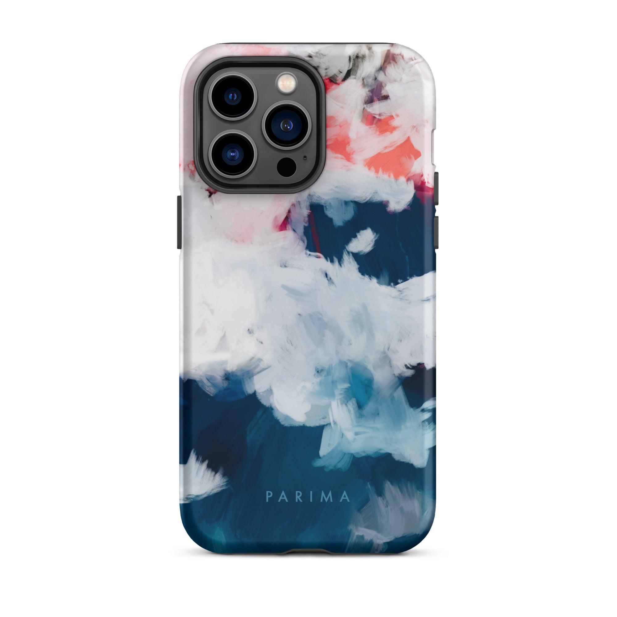 Oceane, blue and pink abstract art on iPhone 14 Pro Max tough case by Parima Studio