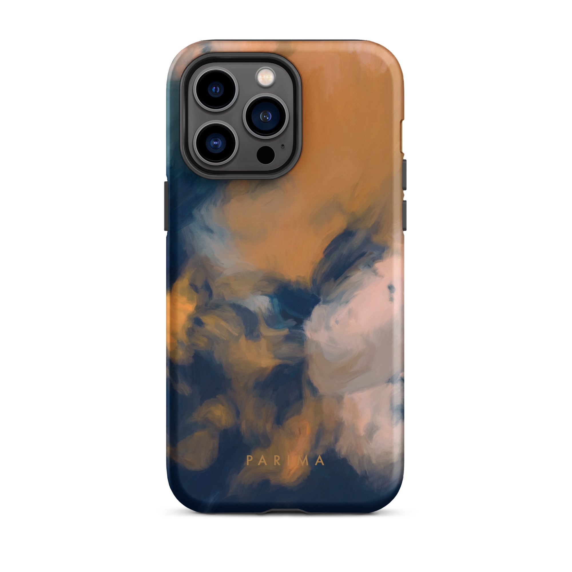 Mia Luna, blue and orange abstract art - iPhone 14 Pro Max tough case by Parima Studio
