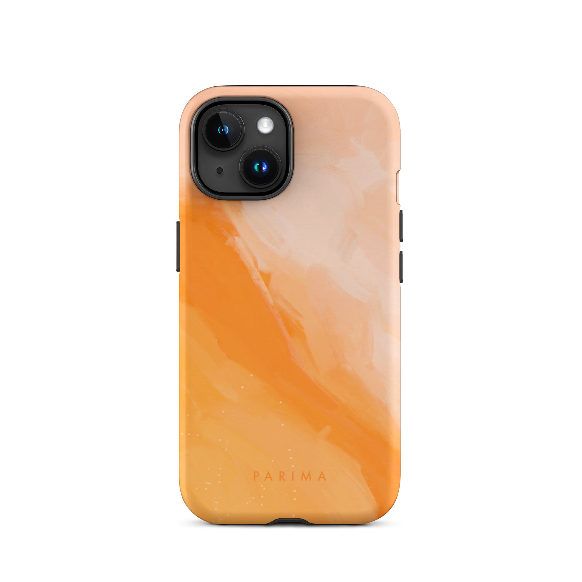 Sweet Orange, orange and pink abstract art on iPhone 15 tough case by Parima Studio