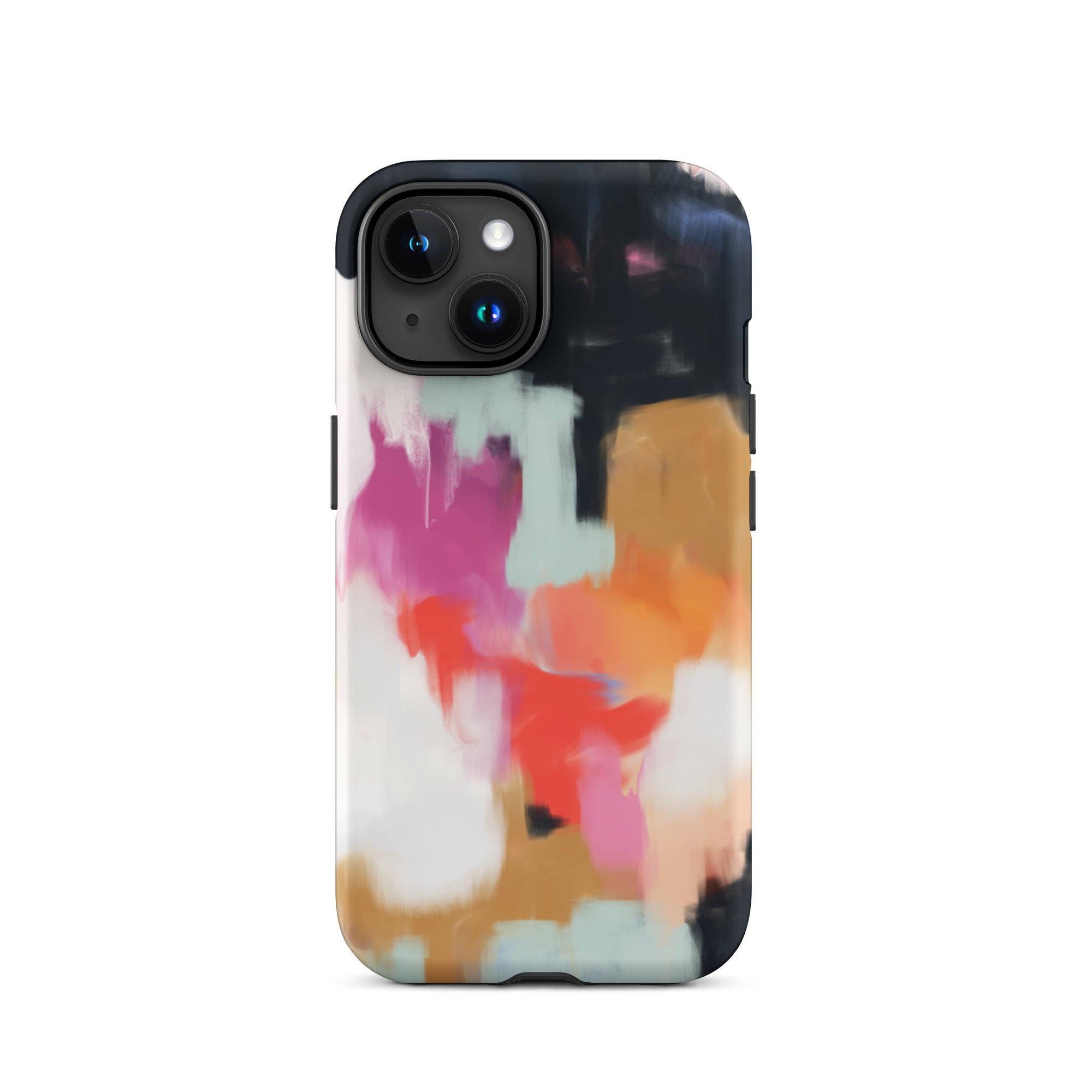 Ruthie, blue and pink abstract art on iPhone 15 tough case by Parima Studio