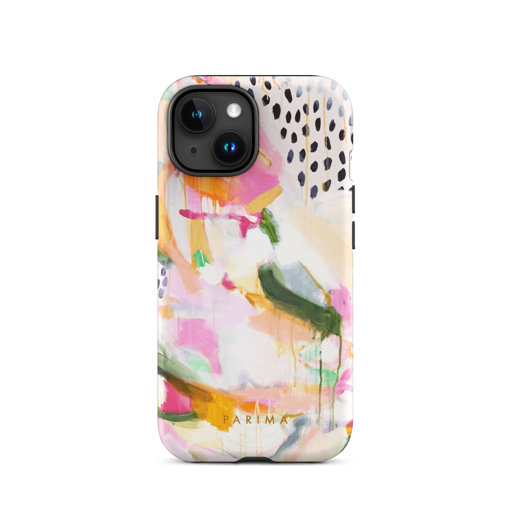 Adira, pink and green abstract art - iPhone 15 tough case by Parima Studio