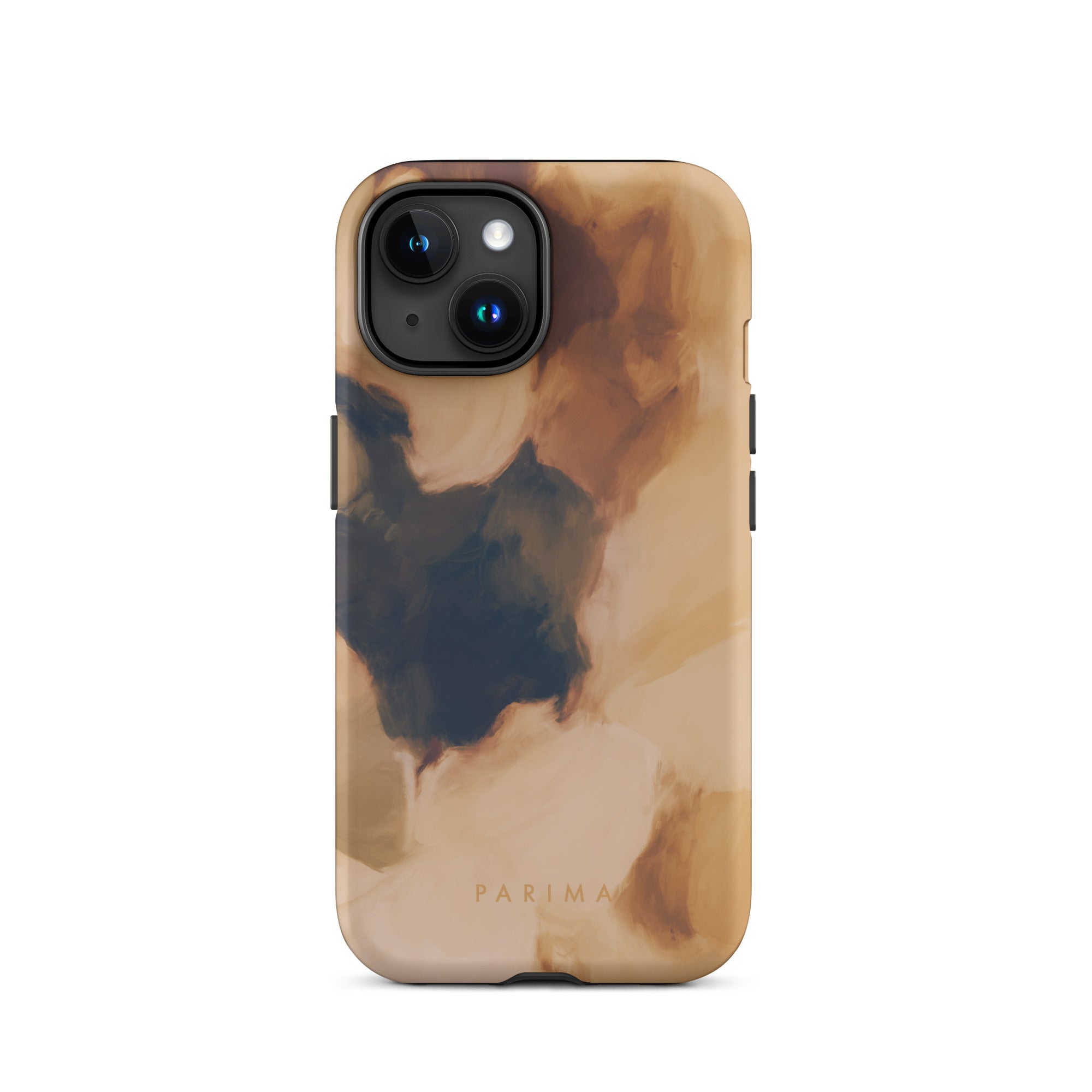 Clay, brown and tan color abstract art on iPhone 15 tough case by Parima Studio