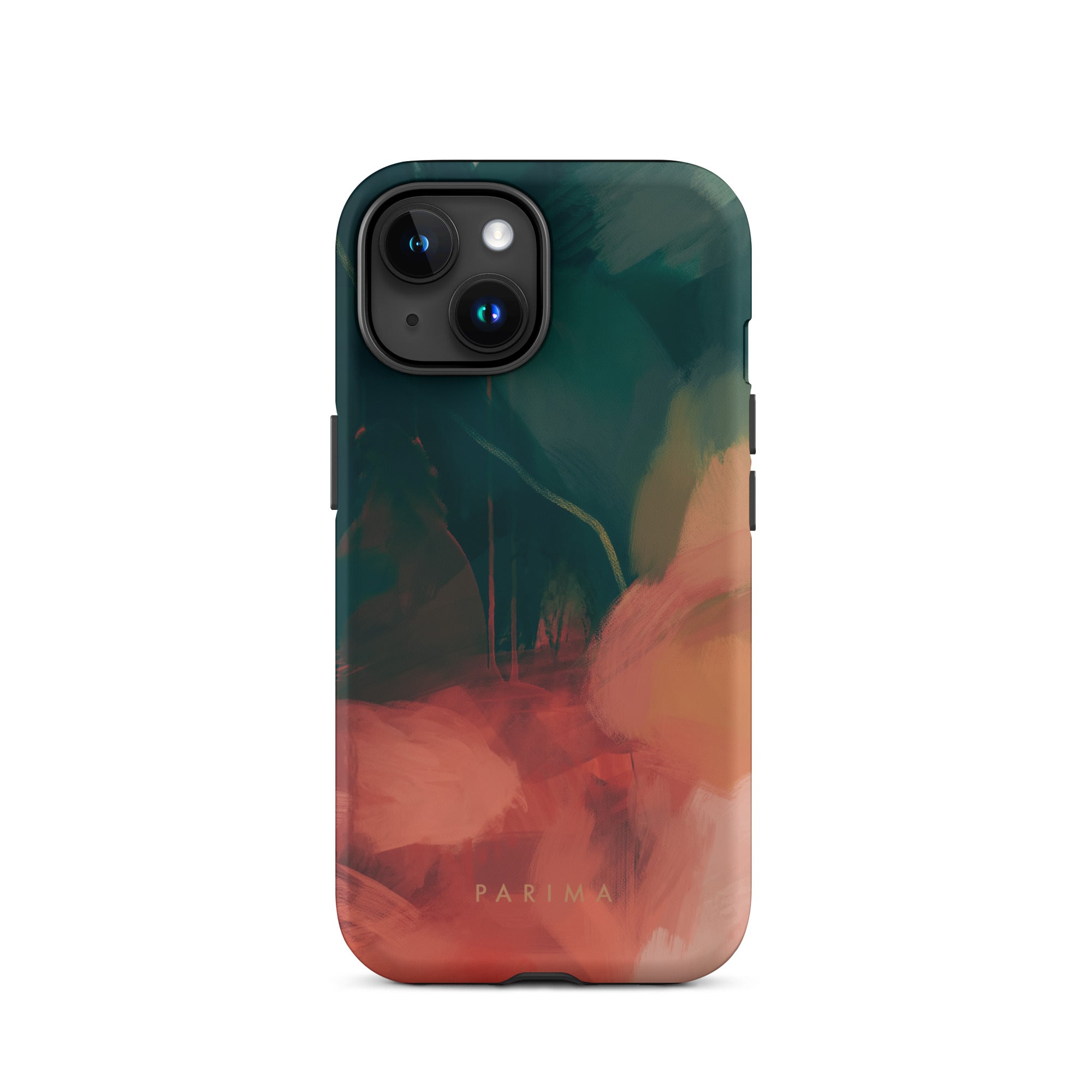 Eventide, green and red abstract art - iPhone 15 tough case by Parima Studio