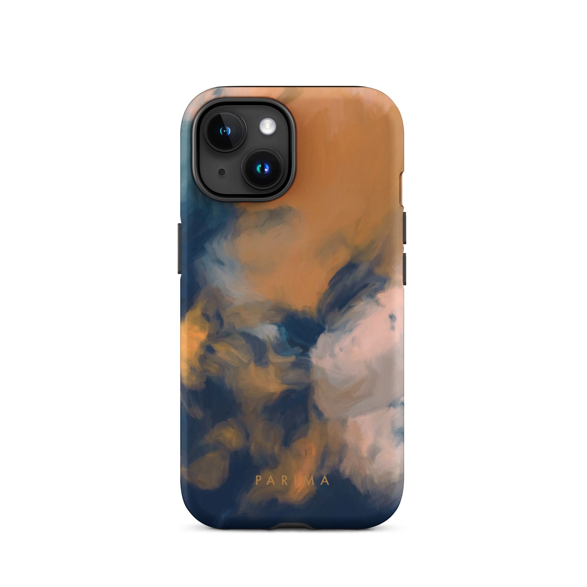 Mia Luna, blue and orange abstract art - iPhone 15 tough case by Parima Studio