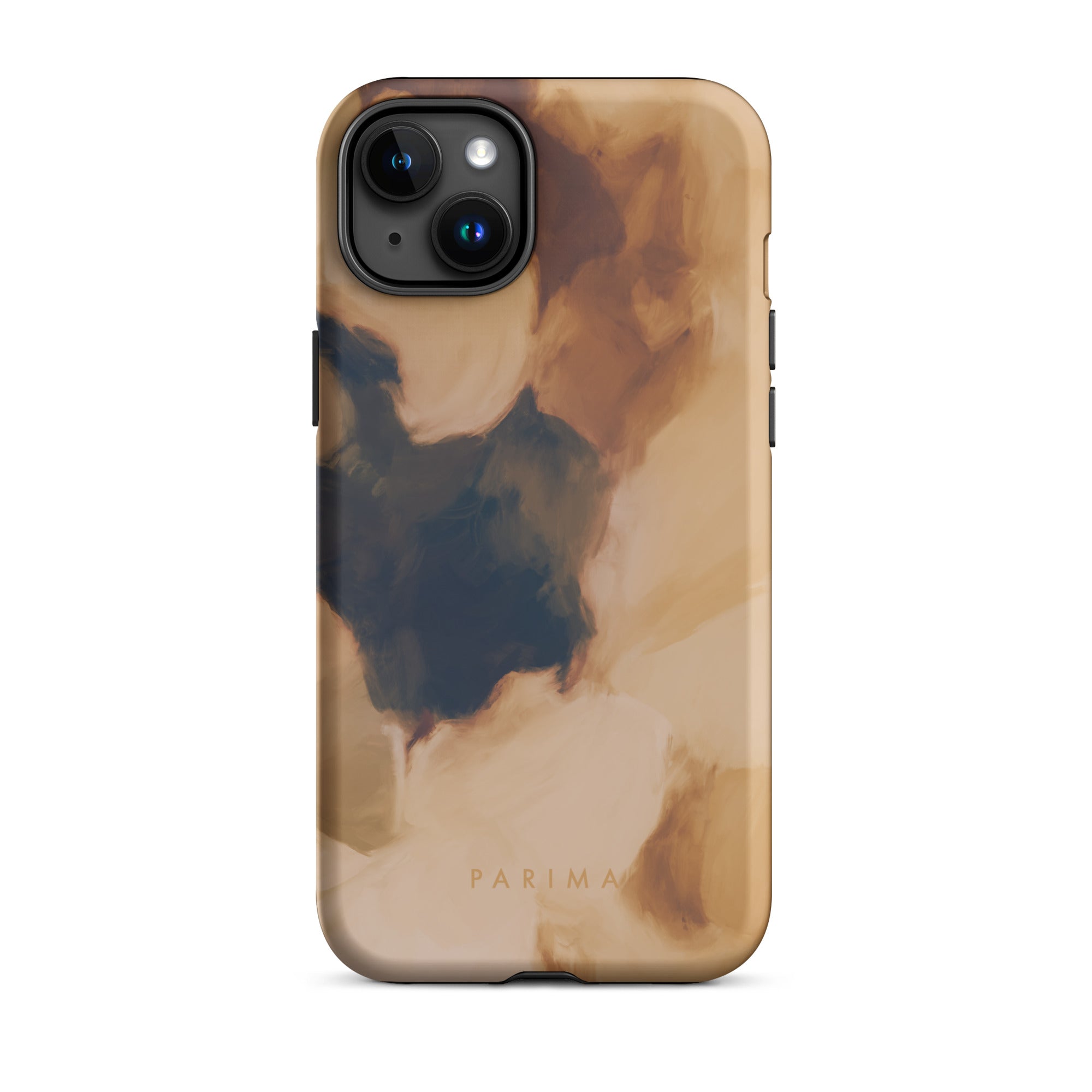 Clay, brown and tan color abstract art on iPhone 15 Plus tough case by Parima Studio