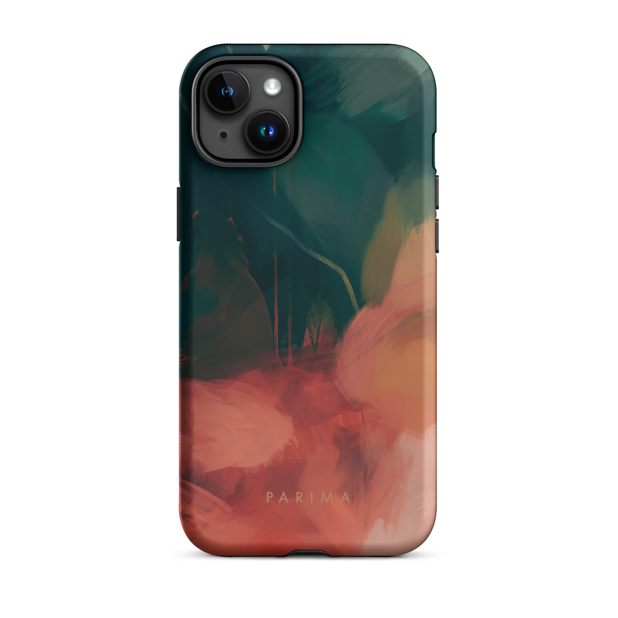 Eventide, green and red abstract art - iPhone 15 Plus tough case by Parima Studio