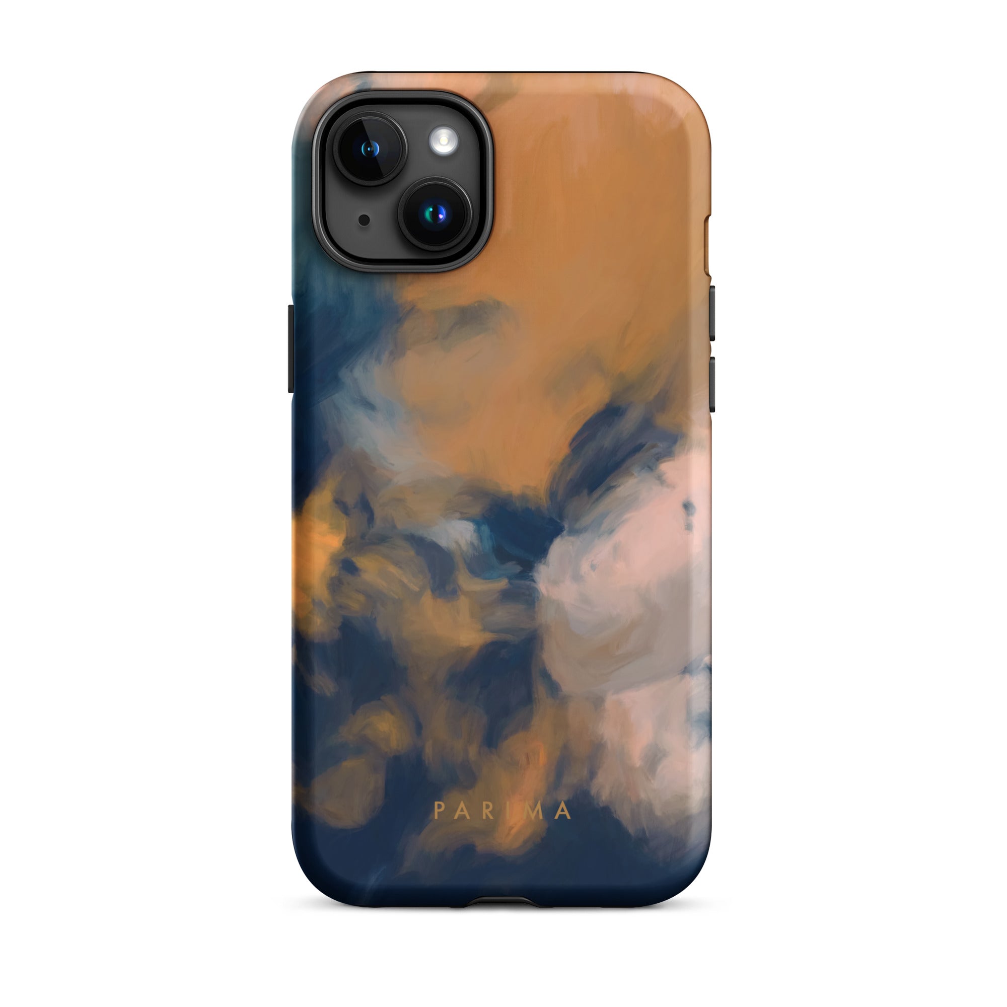 Mia Luna, blue and orange abstract art - iPhone 15 Plus tough case by Parima Studio