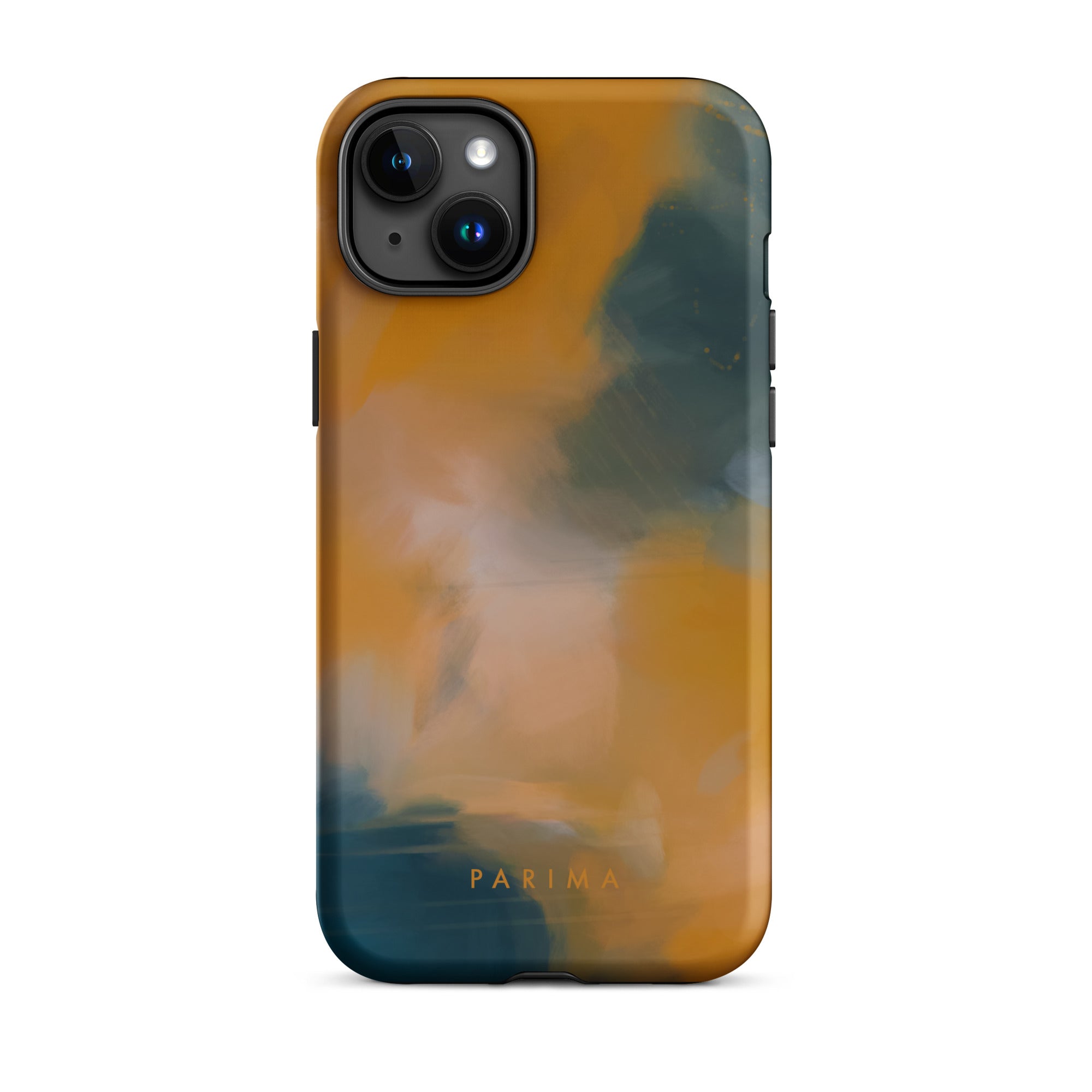 Amelie, blue and orange abstract art - iPhone 15 plus tough case by Parima Studio