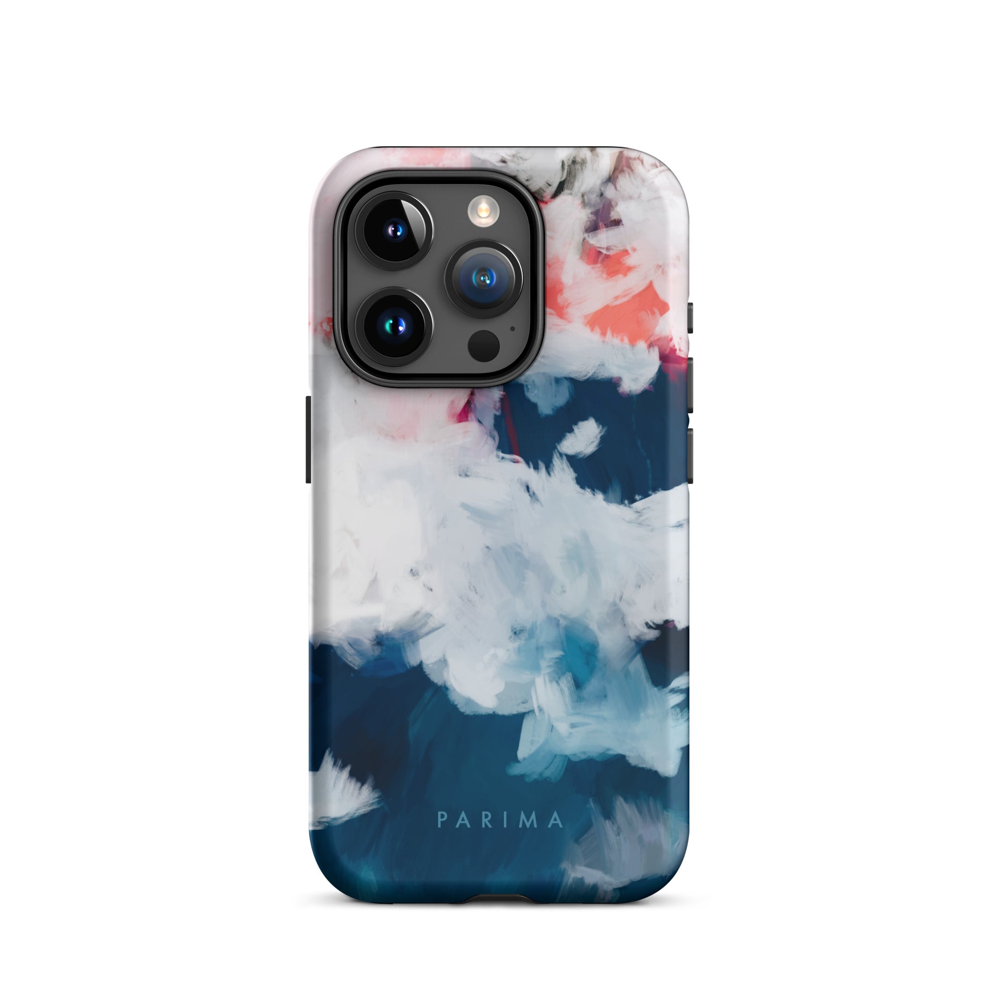 Oceane, blue and pink abstract art on iPhone 15 Pro tough case by Parima Studio