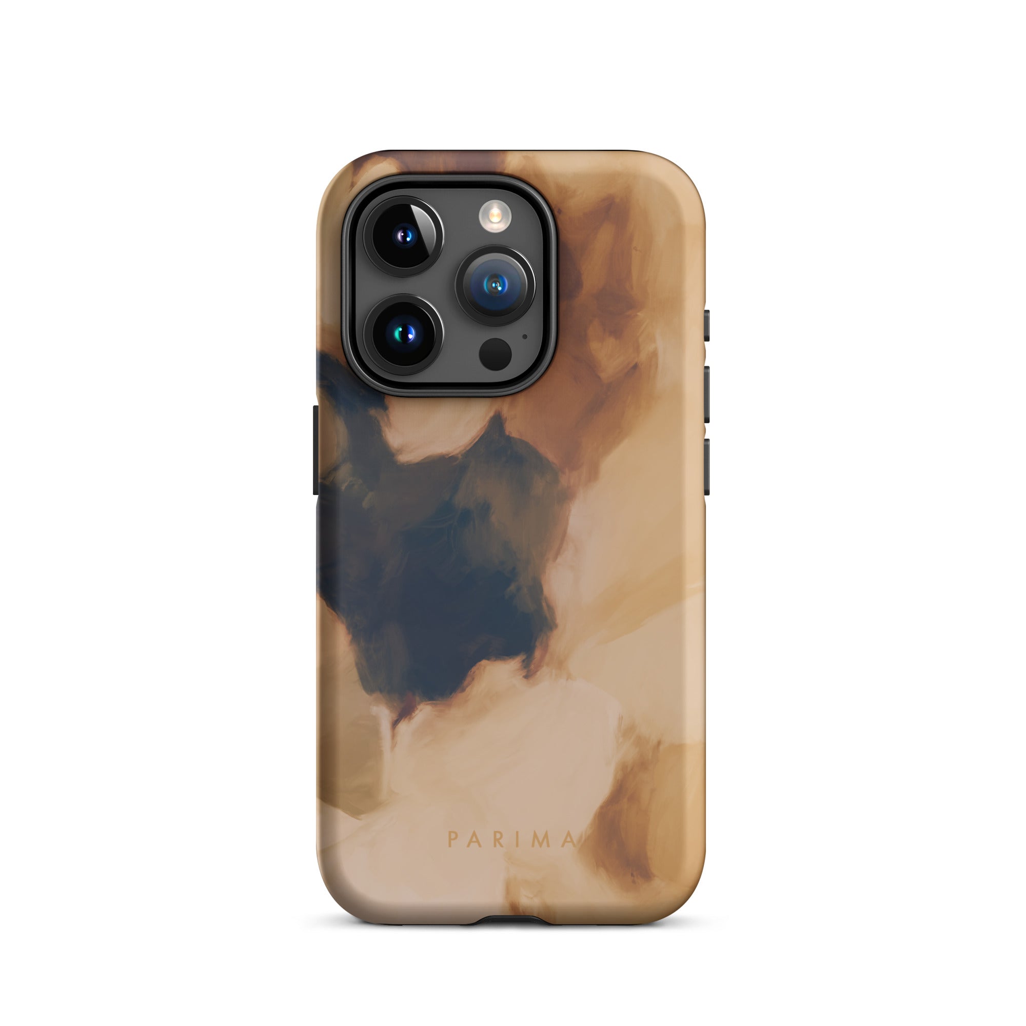 Clay, brown and tan color abstract art on iPhone 15 Pro tough case by Parima Studio