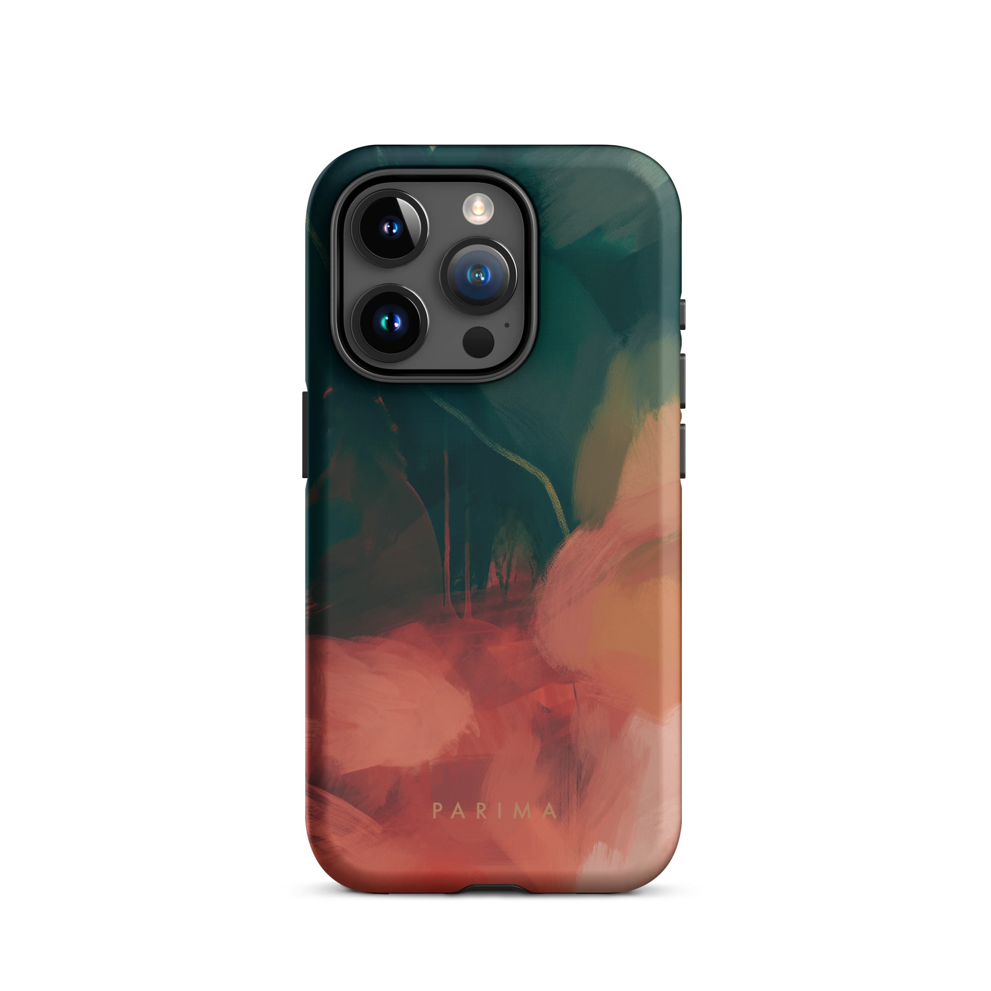 Eventide, green and red abstract art - iPhone 15 Pro tough case by Parima Studio