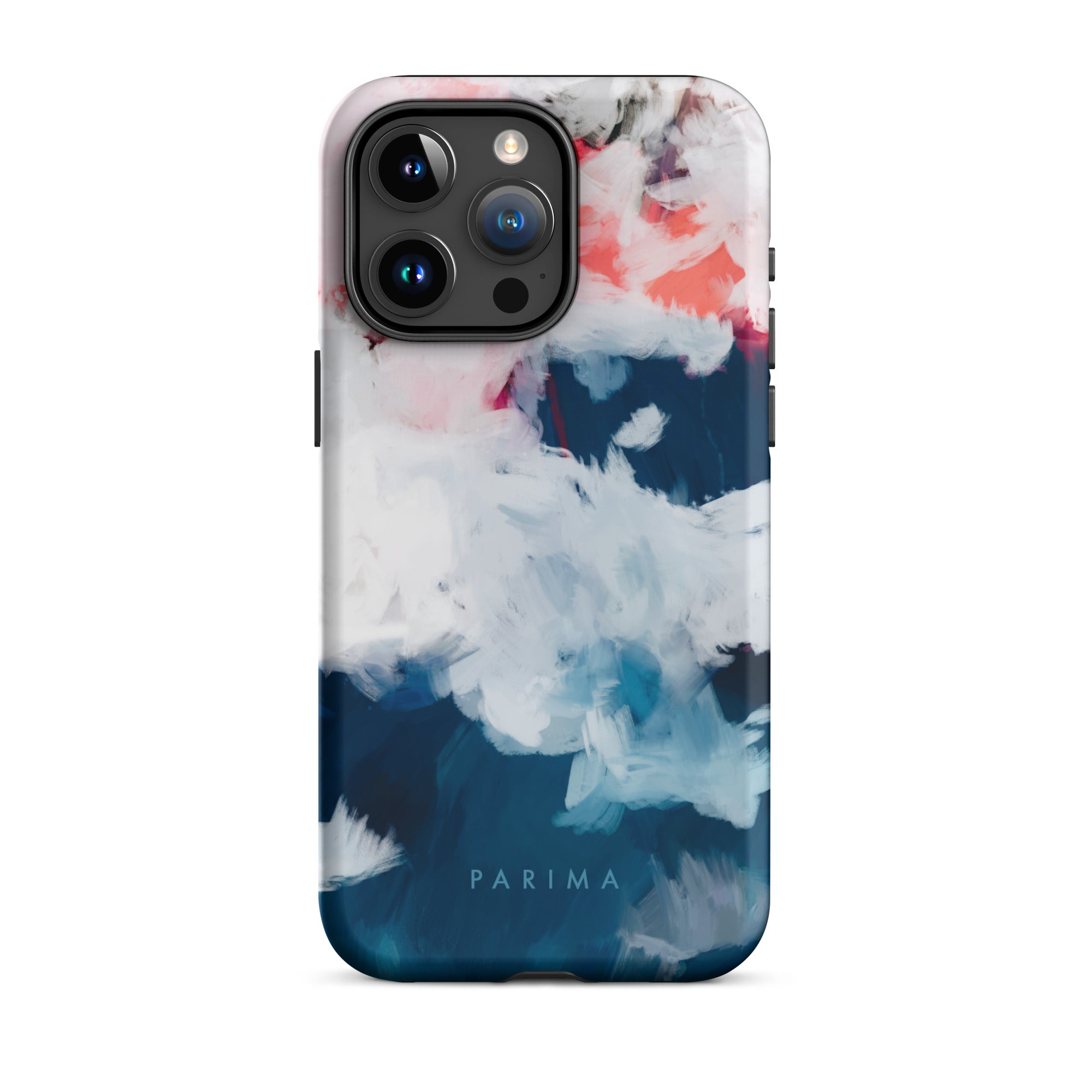 Oceane, blue and pink abstract art on iPhone 15 Pro Max tough case by Parima Studio