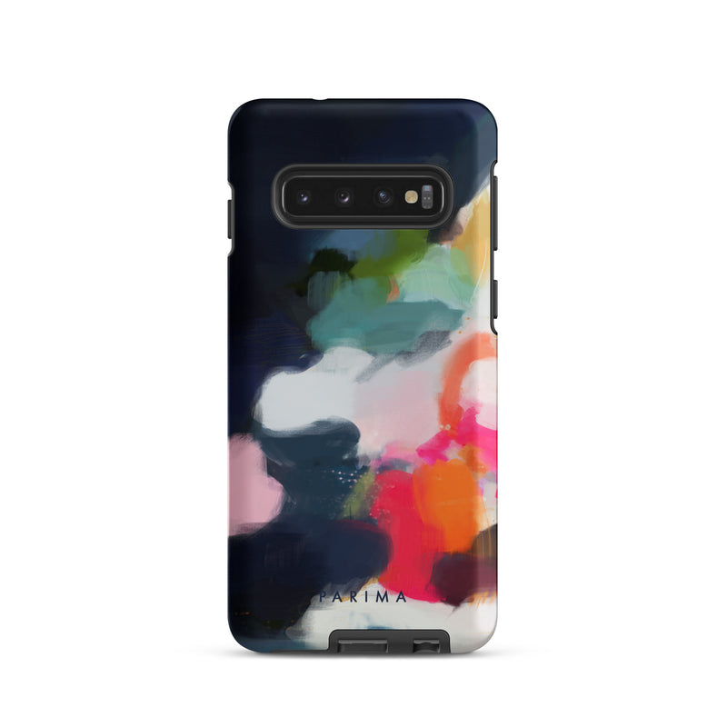Eliza, blue and pink abstract art on Samsung Galaxy S10 tough case by Parima Studio