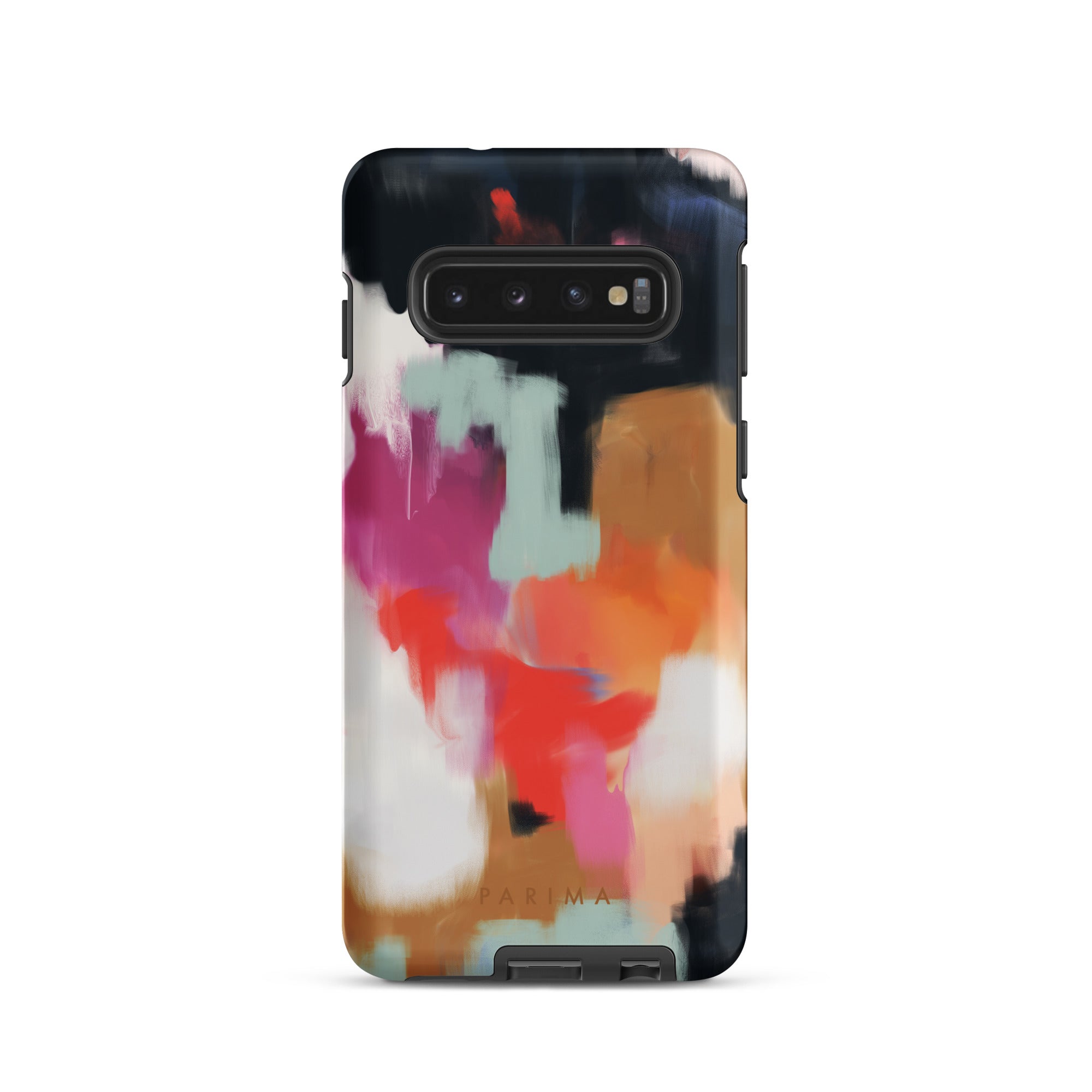 Ruthie, blue and pink abstract art on Samsung Galaxy S10 tough case by Parima Studio