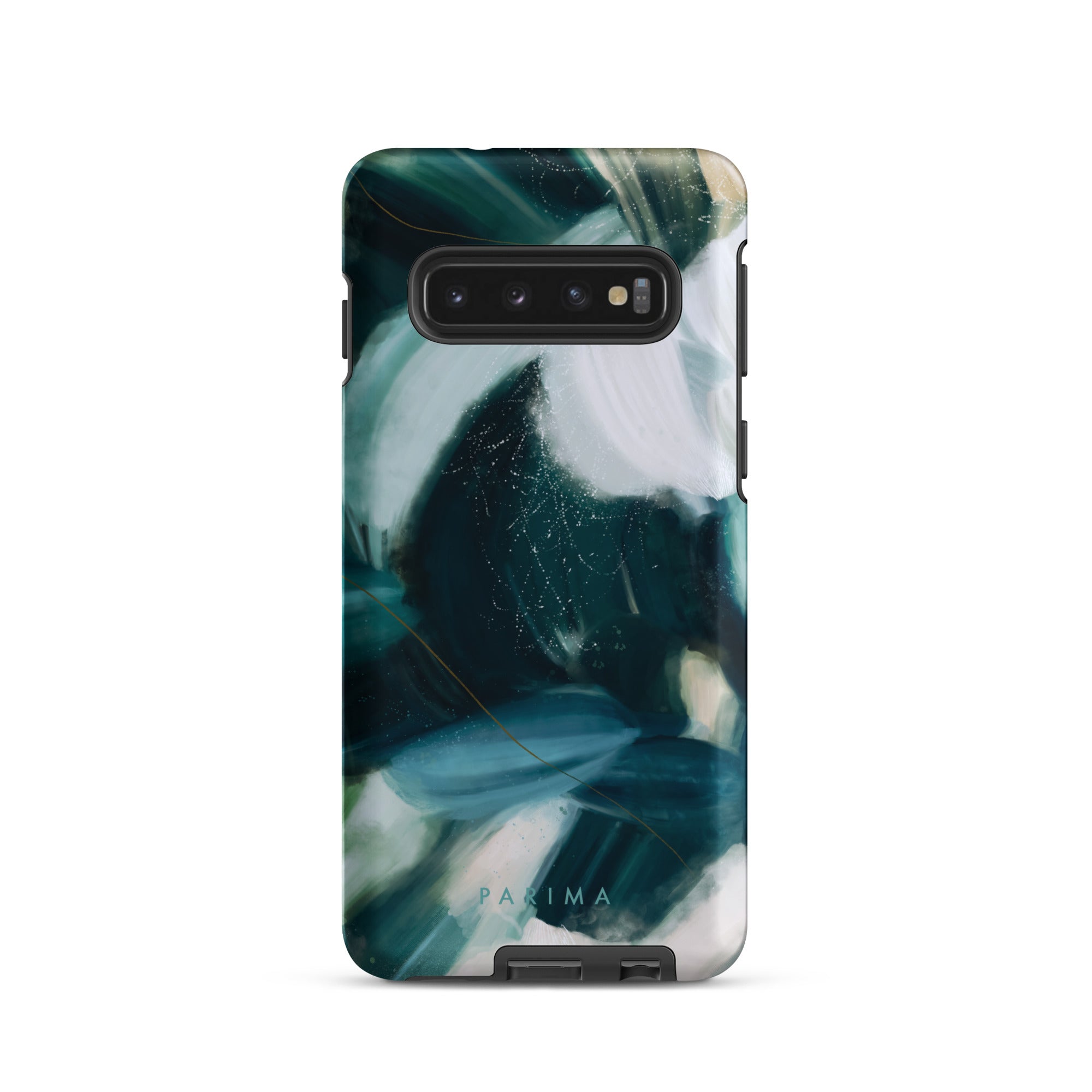 Caspian, blue and teal abstract art on Samsung Galaxy S10 tough case by Parima Studio