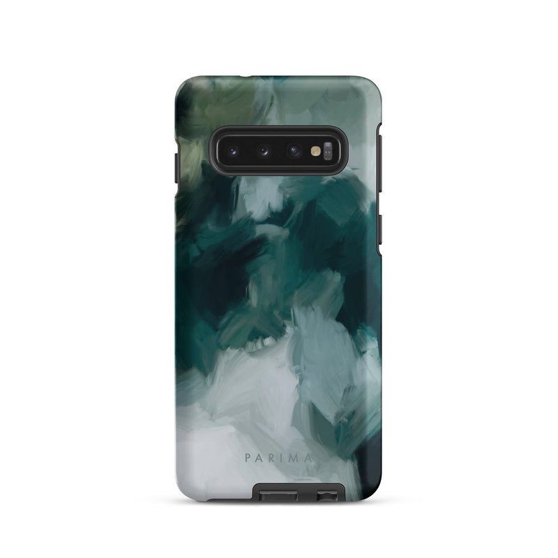 Echo, emerald green abstract art on Samsung Galaxy S10 tough case by Parima Studio