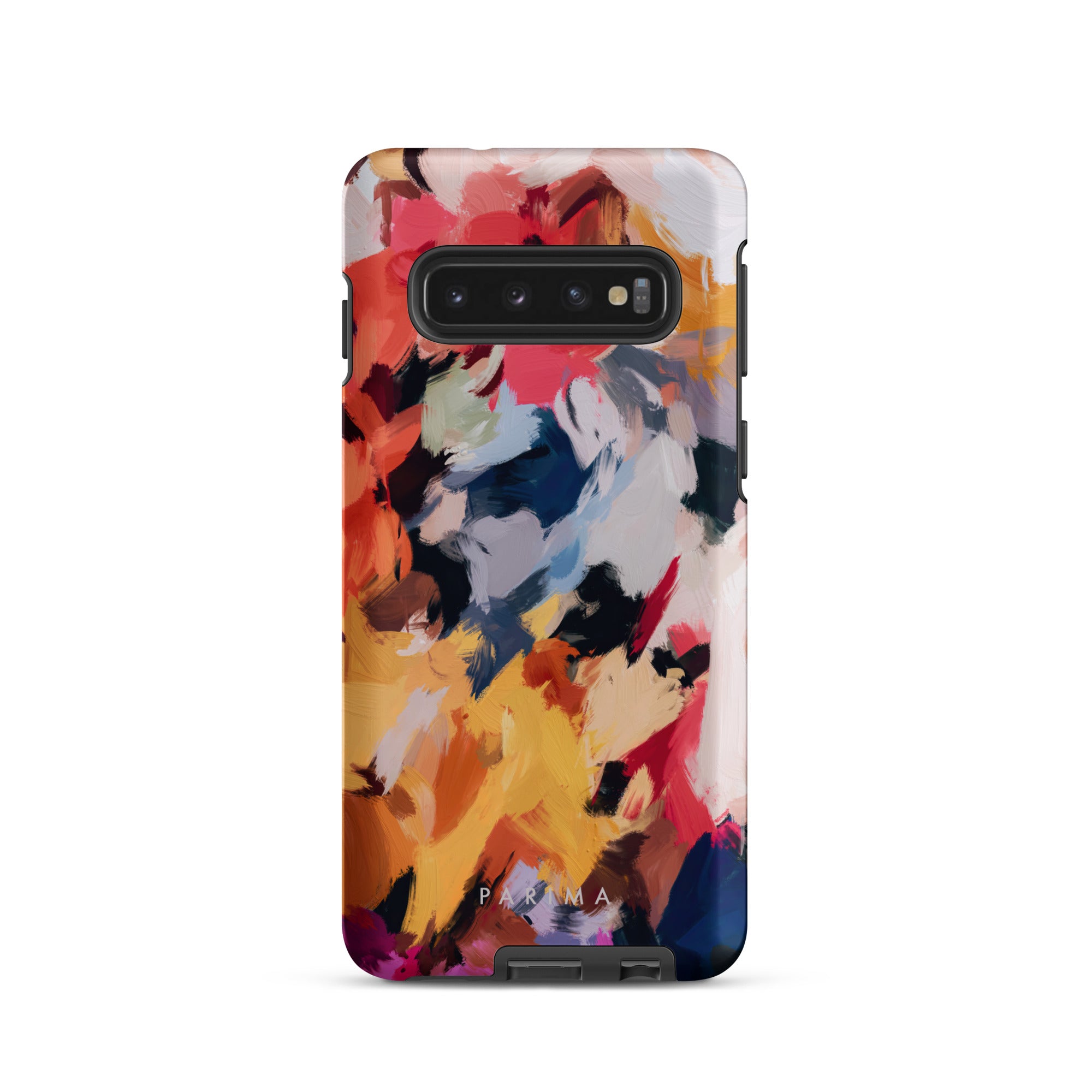 Wilde, blue and yellow multicolor abstract art on Samsung Galaxy S10 tough case by Parima Studio