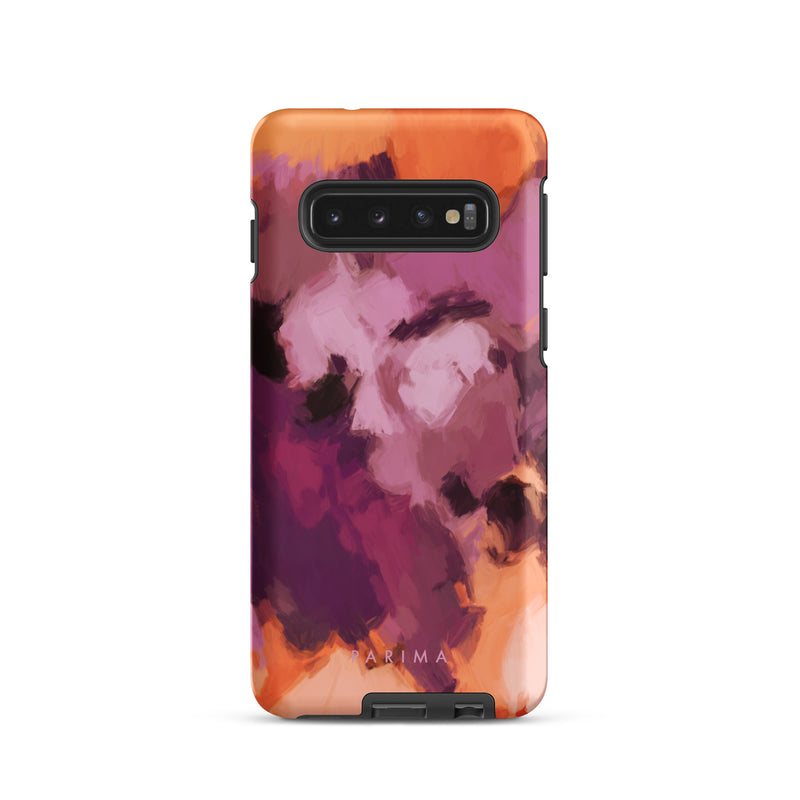 Lilac, purple and orange abstract art on Samsung Galaxy S10 tough case by Parima Studio