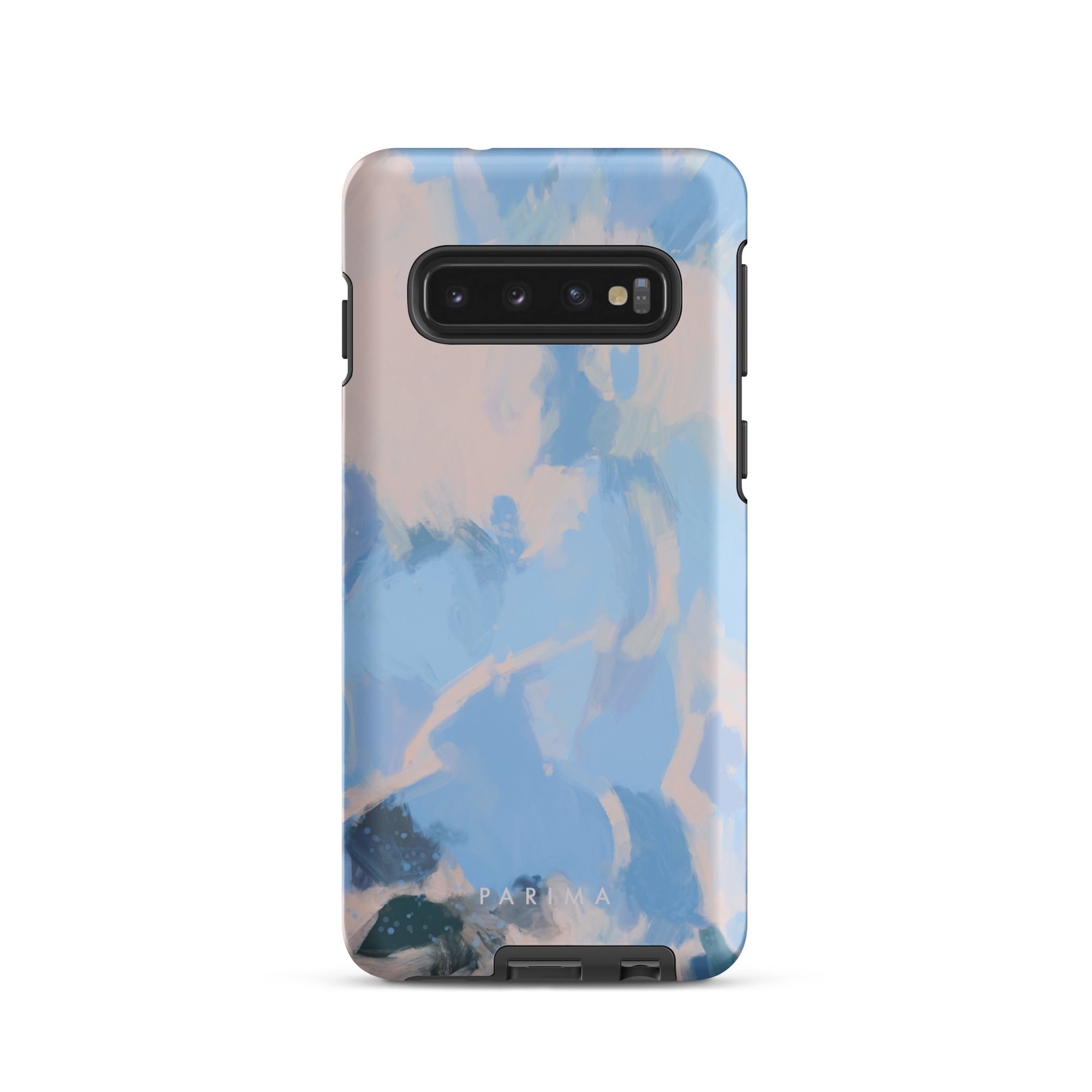 Dove, blue and pink abstract art on Samsung Galaxy S10 tough case by Parima Studio