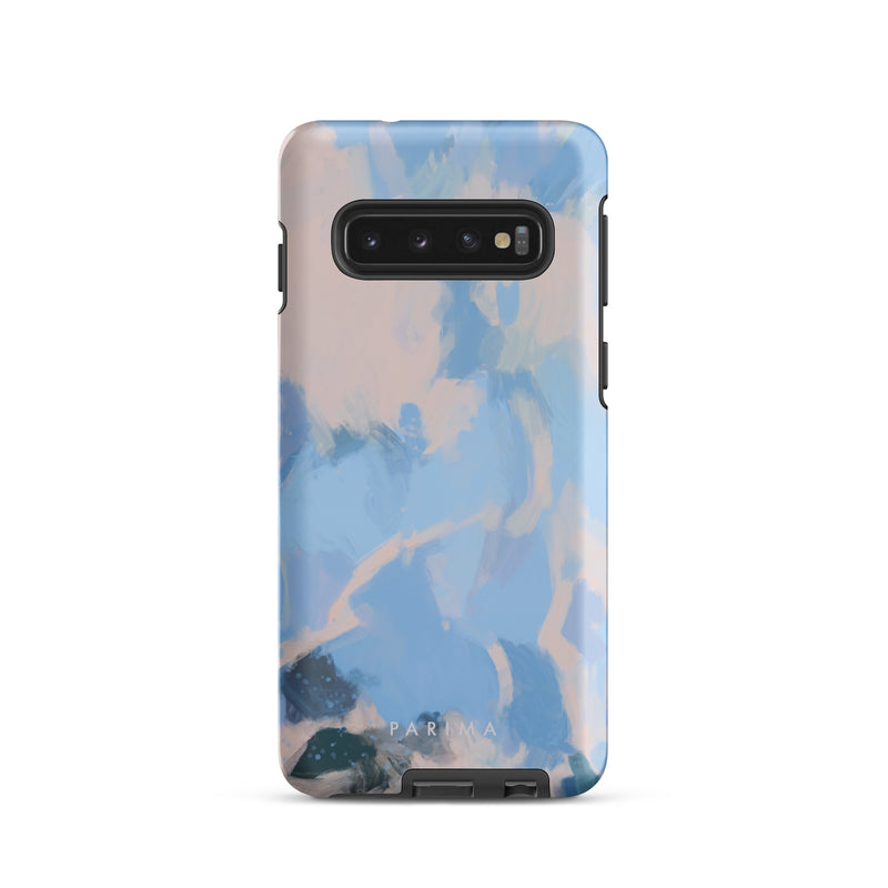 Dove, blue and pink abstract art on Samsung Galaxy S10 tough case by Parima Studio