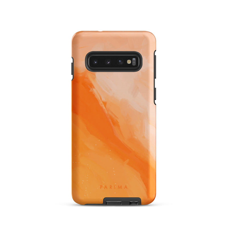 Sweet Orange, orange and pink abstract art on Samsung Galaxy S10 tough case by Parima Studio