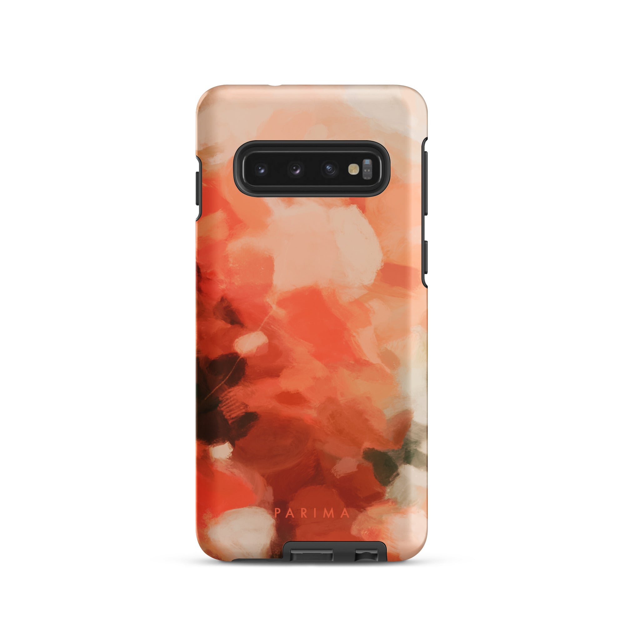 Sweet Nectar, orange and pink abstract art on Samsung Galaxy S10 tough case by Parima Studio