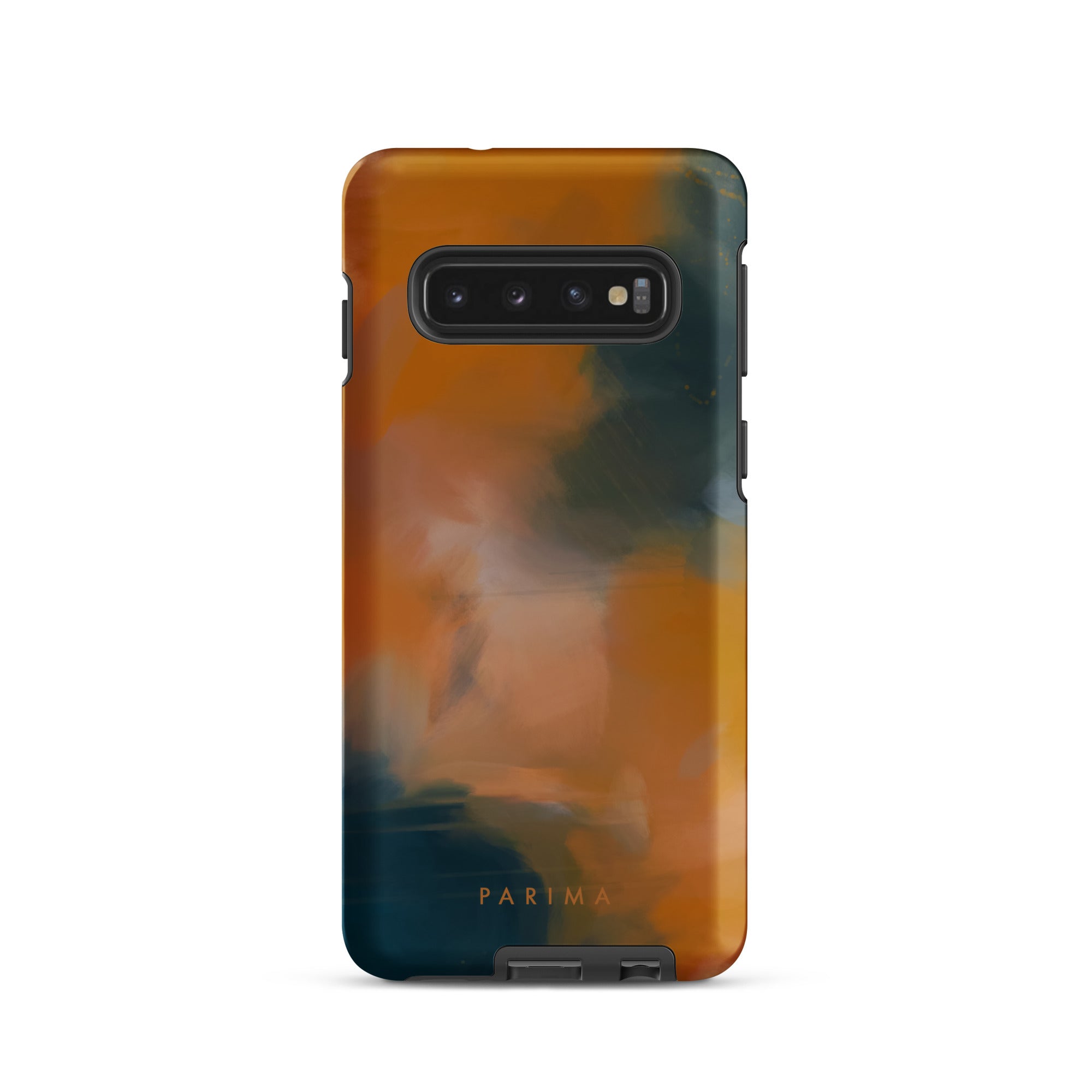 Amelie, blue and orange abstract art on Samsung Galaxy S10 tough case by Parima Studio
