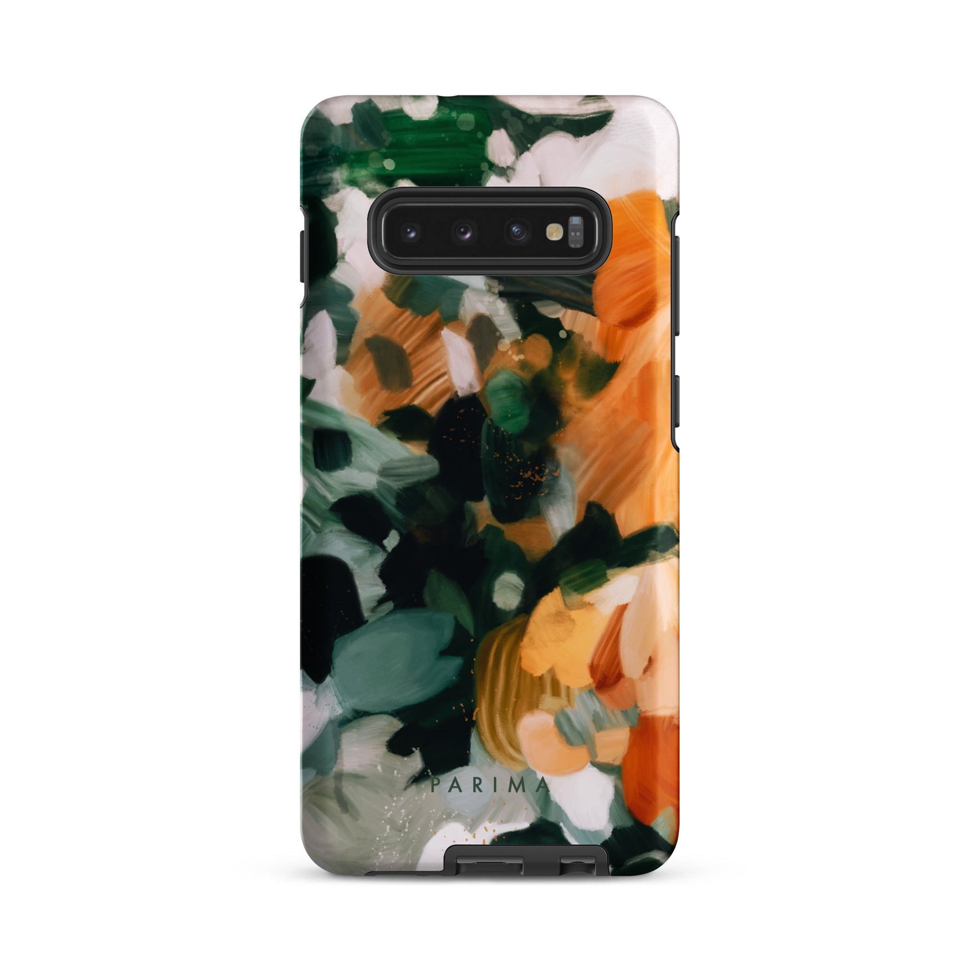 Aspen, green and orange abstract art on Samsung Galaxy S10 Plus tough case by Parima Studio
