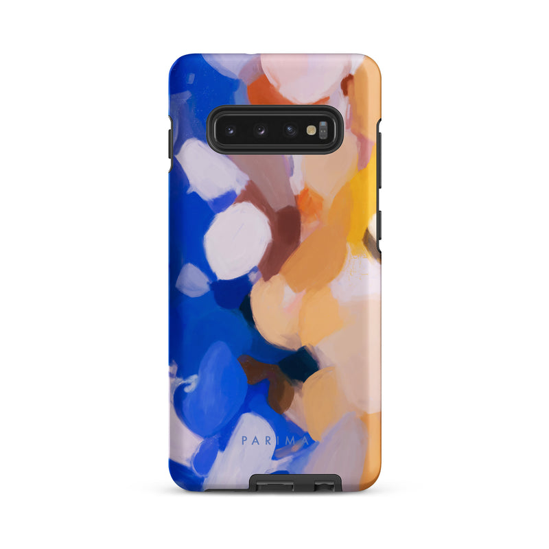 Bluebell, blue and yellow abstract art on Samsung Galaxy S10 Plus tough case by Parima Studio