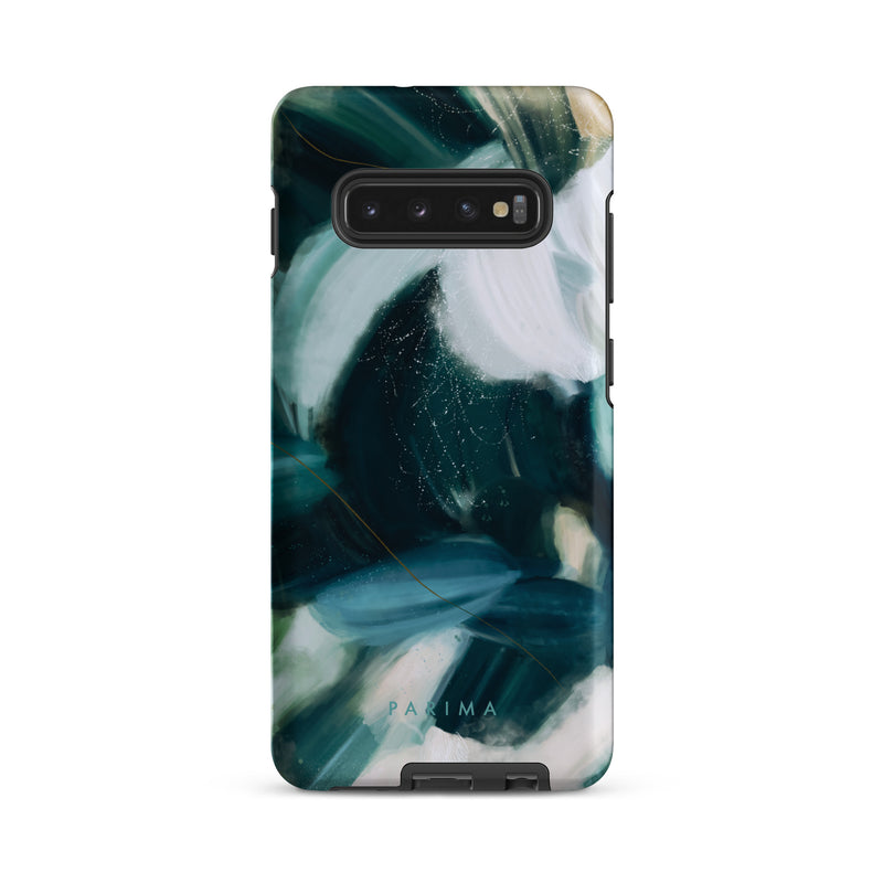 Caspian, blue and teal abstract art on Samsung Galaxy S10 Plus tough case by Parima Studio