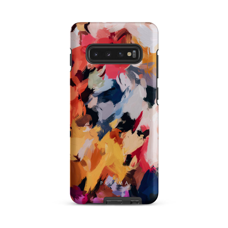 Wilde, blue and yellow multicolor abstract art on Samsung Galaxy S10 Plus tough case by Parima Studio