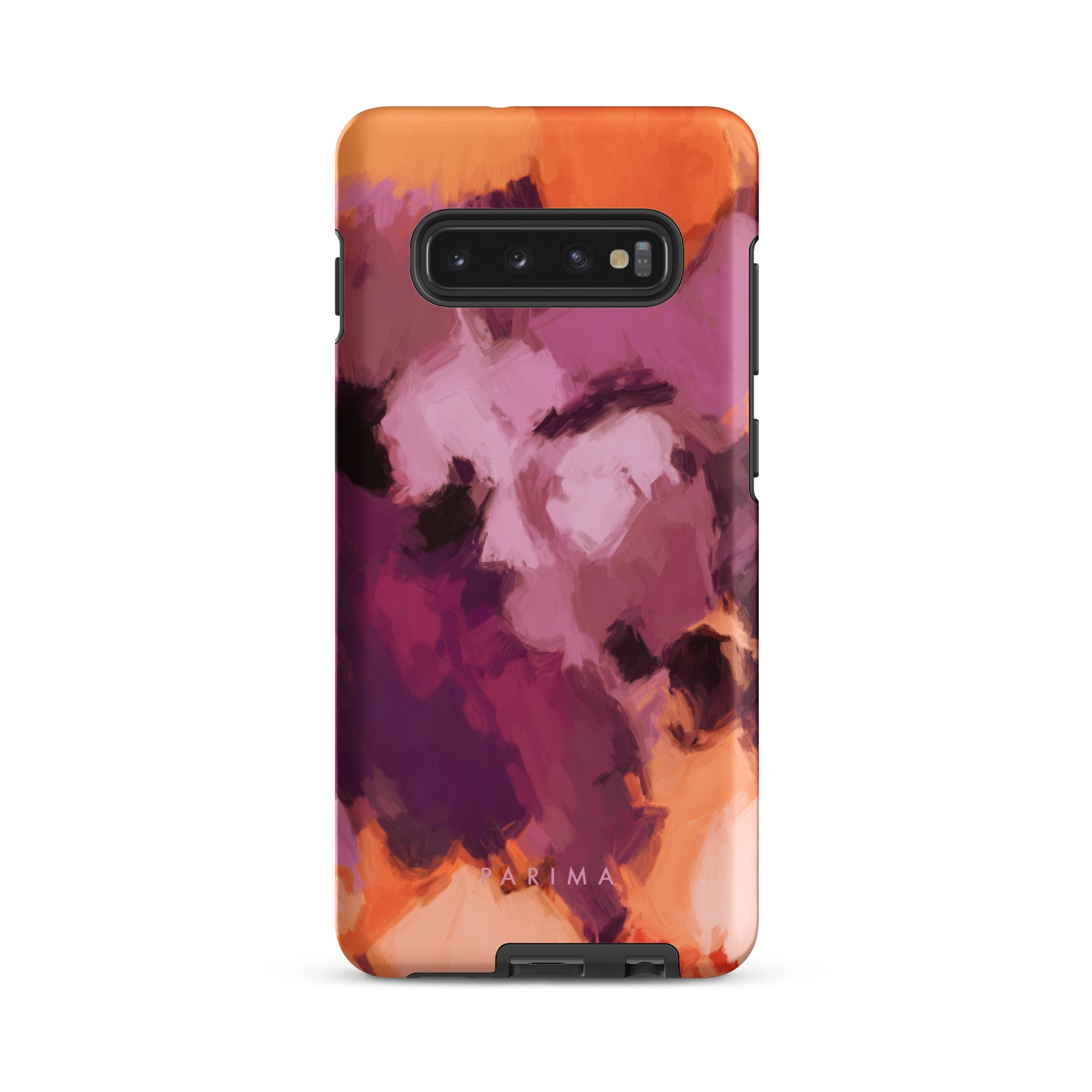 Lilac, purple and orange abstract art on Samsung Galaxy S10 Plus tough case by Parima Studio
