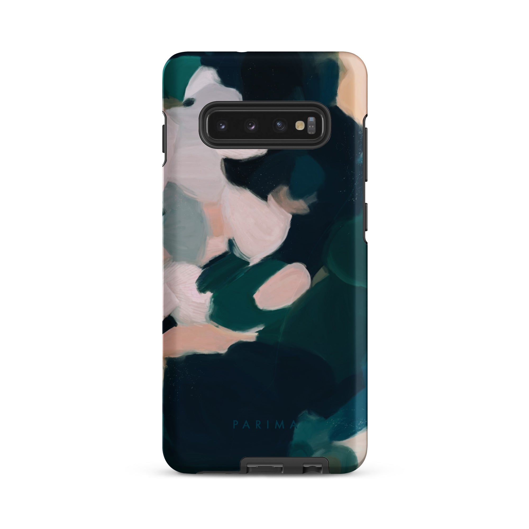 Aerwyn, green and pink abstract art on Samsung Galaxy S10 Plus tough case by Parima Studio