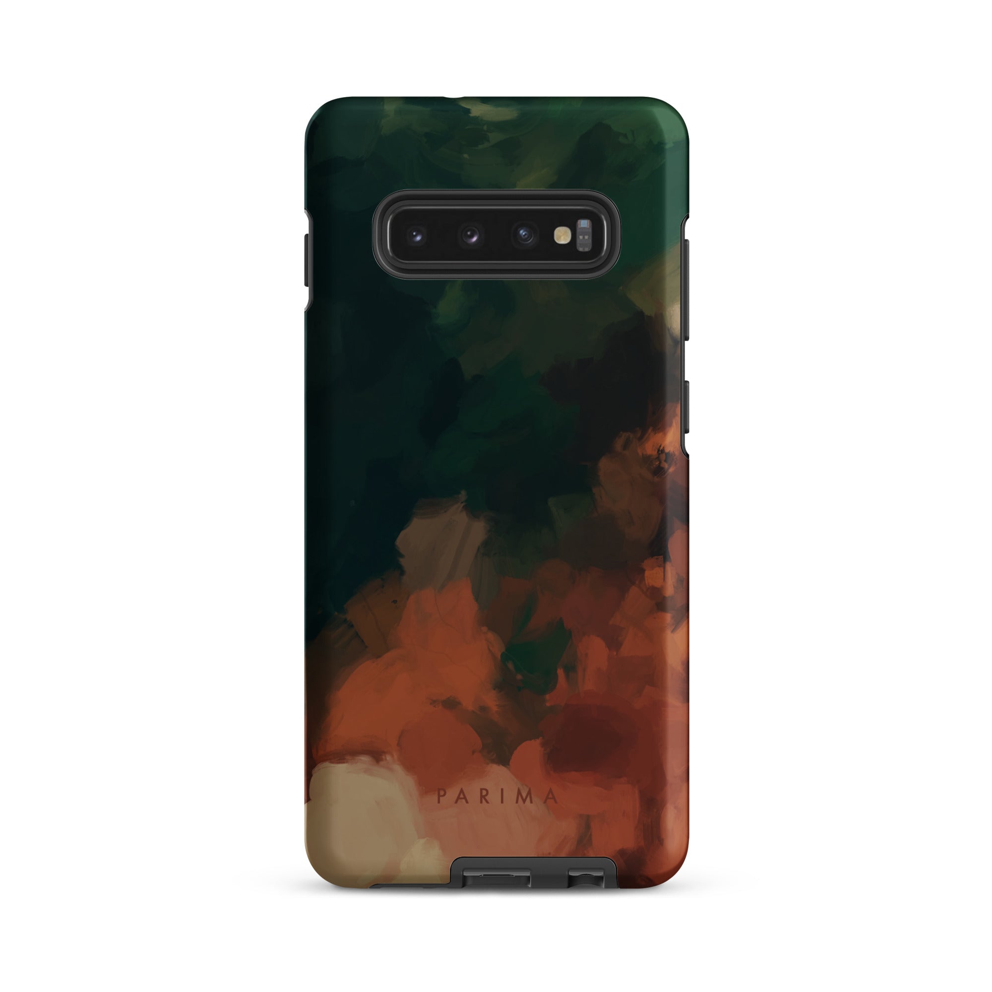 Cedar, green and brown abstract art on Samsung Galaxy S10 Plus tough case by Parima Studio