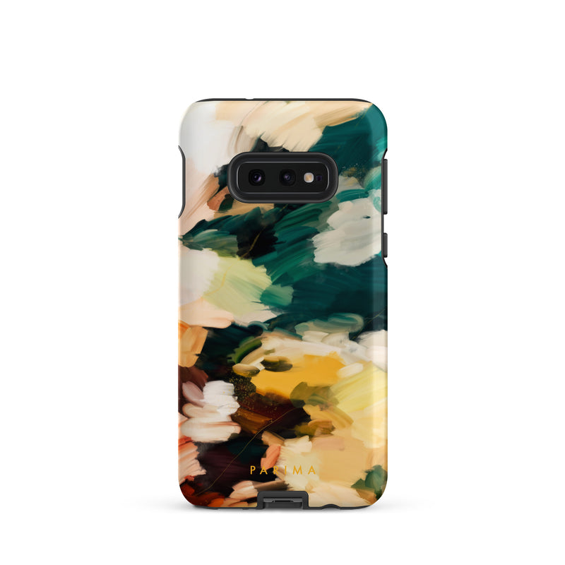 Cinque Terre, green and yellow abstract art on Samsung Galaxy S10e tough case by Parima Studio