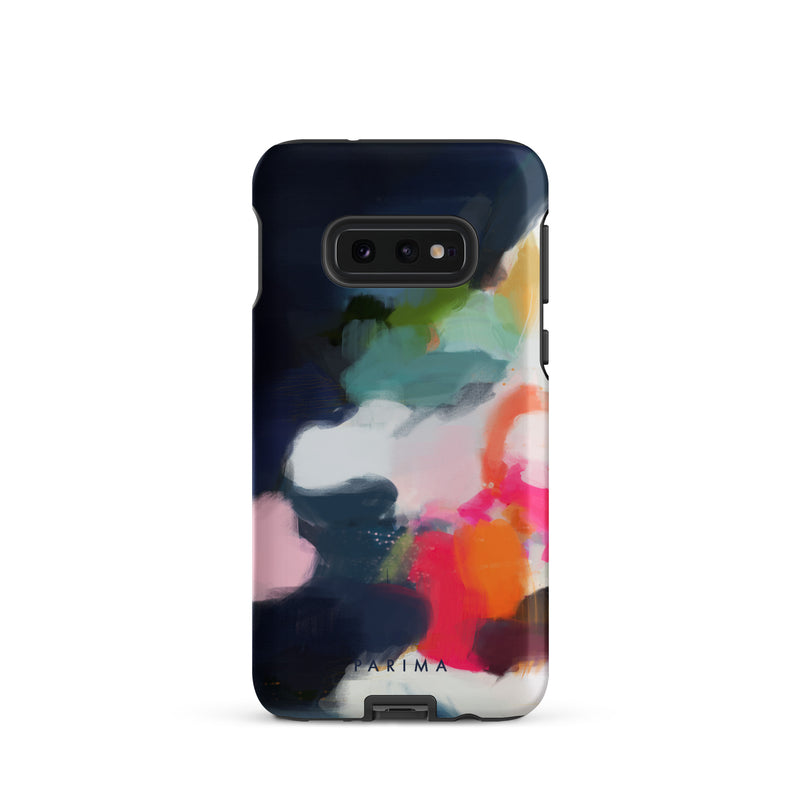Eliza, blue and pink abstract art on Samsung Galaxy S10e tough case by Parima Studio