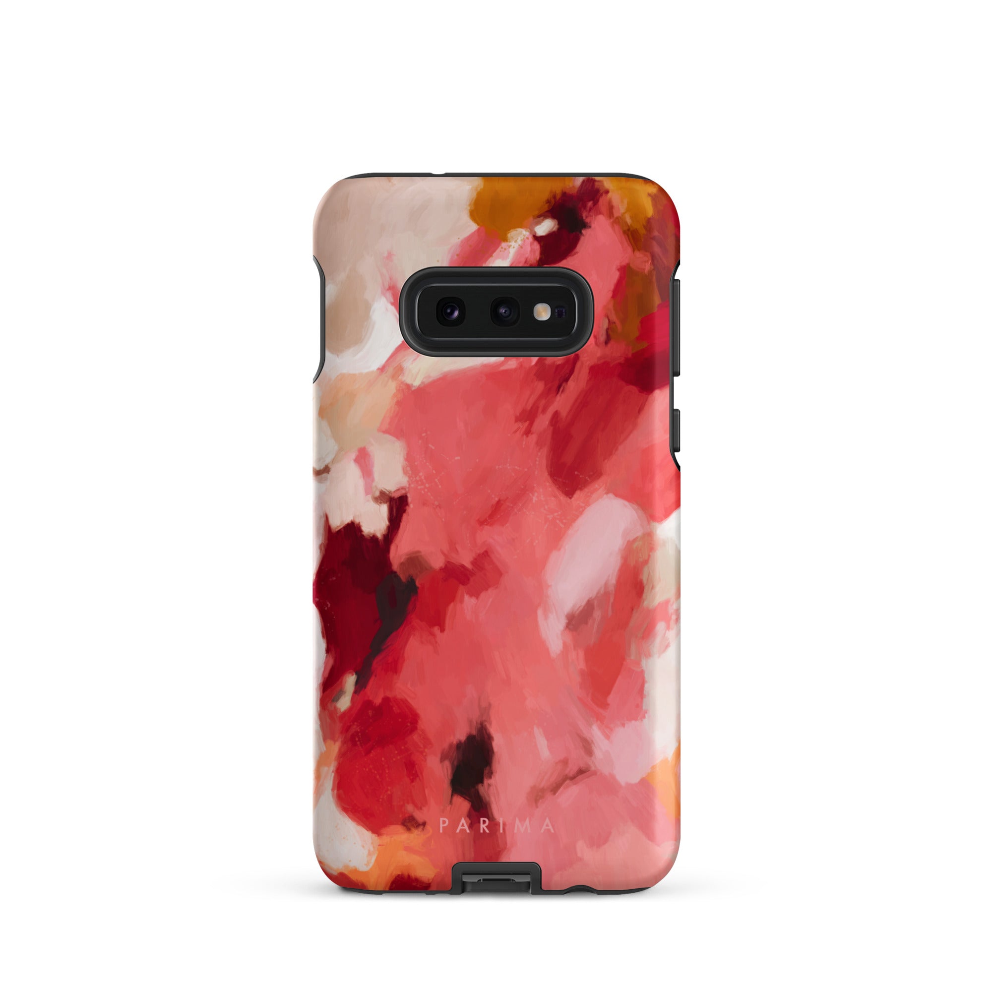 Apple, pink and red abstract art on Samsung Galaxy S10e tough case by Parima Studio