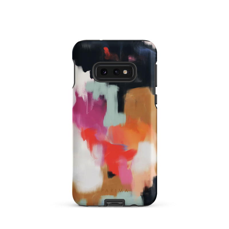 Ruthie, blue and pink abstract art on Samsung Galaxy S10e tough case by Parima Studio