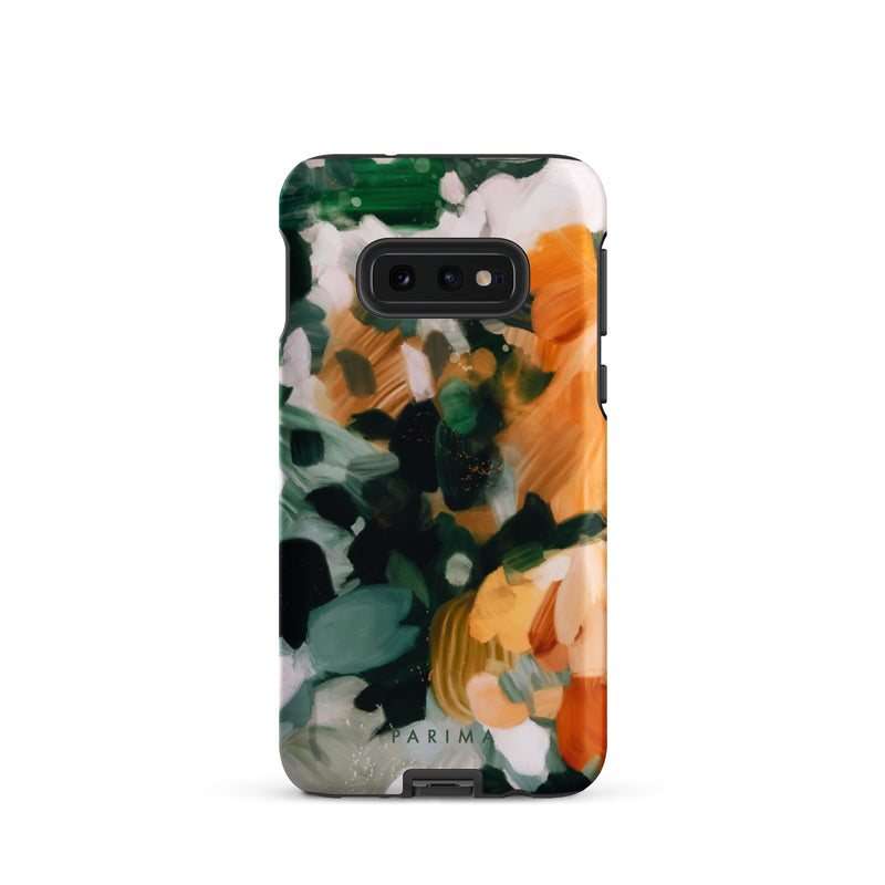 Aspen, green and orange abstract art on Samsung Galaxy S10e tough case by Parima Studio