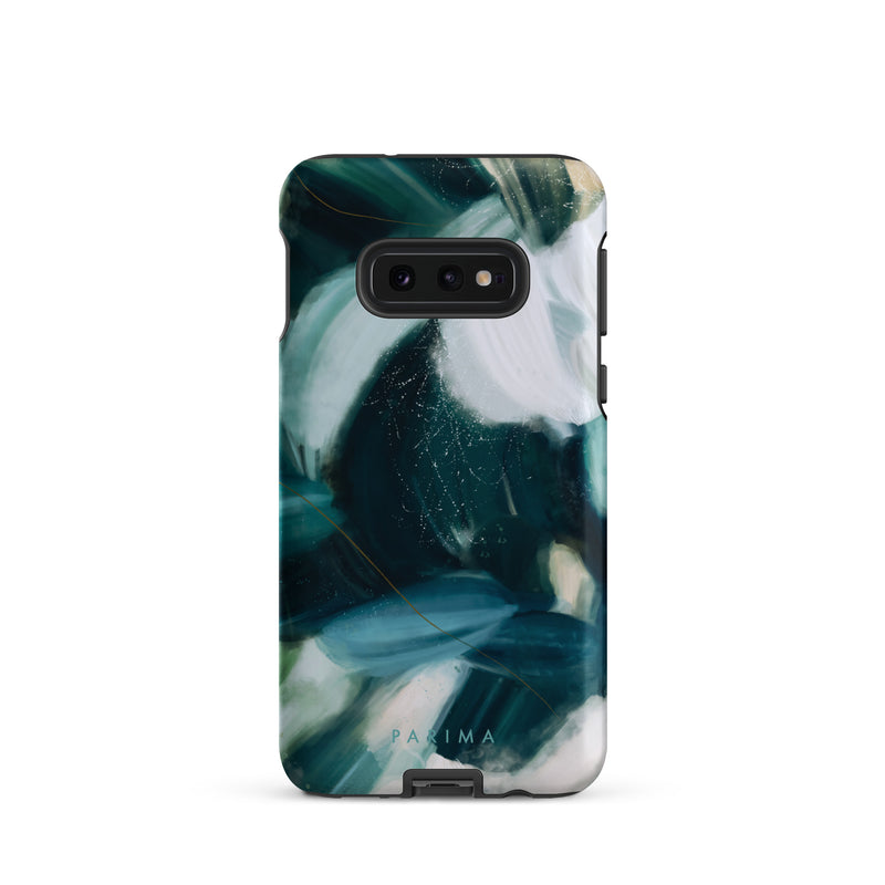 Caspian, blue and teal abstract art on Samsung Galaxy S10e tough case by Parima Studio