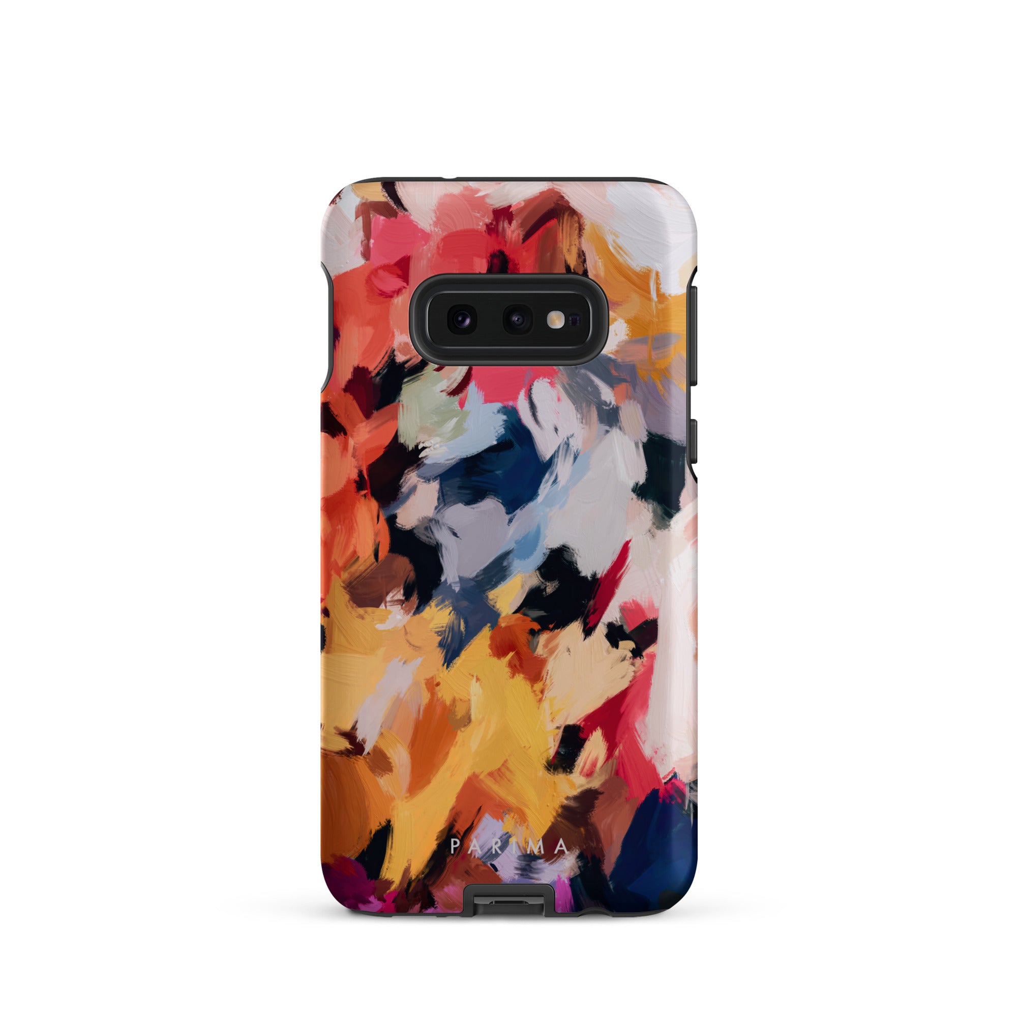 Wilde, blue and yellow multicolor abstract art on Samsung Galaxy S10e tough case by Parima Studio