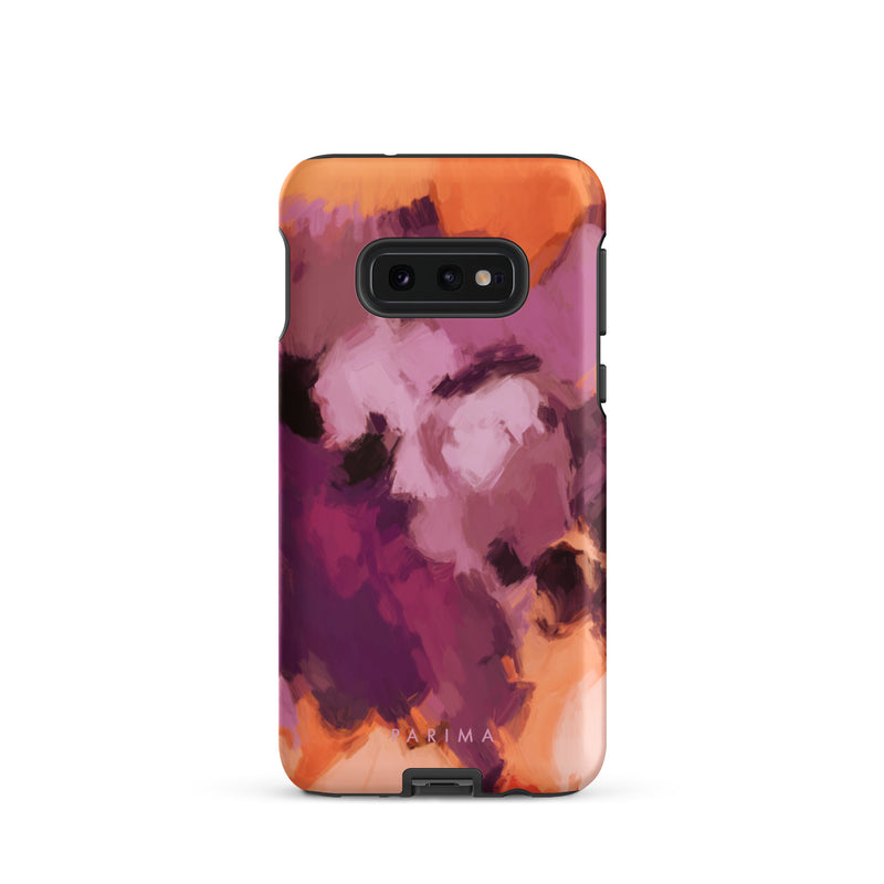 Lilac, purple and orange abstract art on Samsung Galaxy S10e tough case by Parima Studio