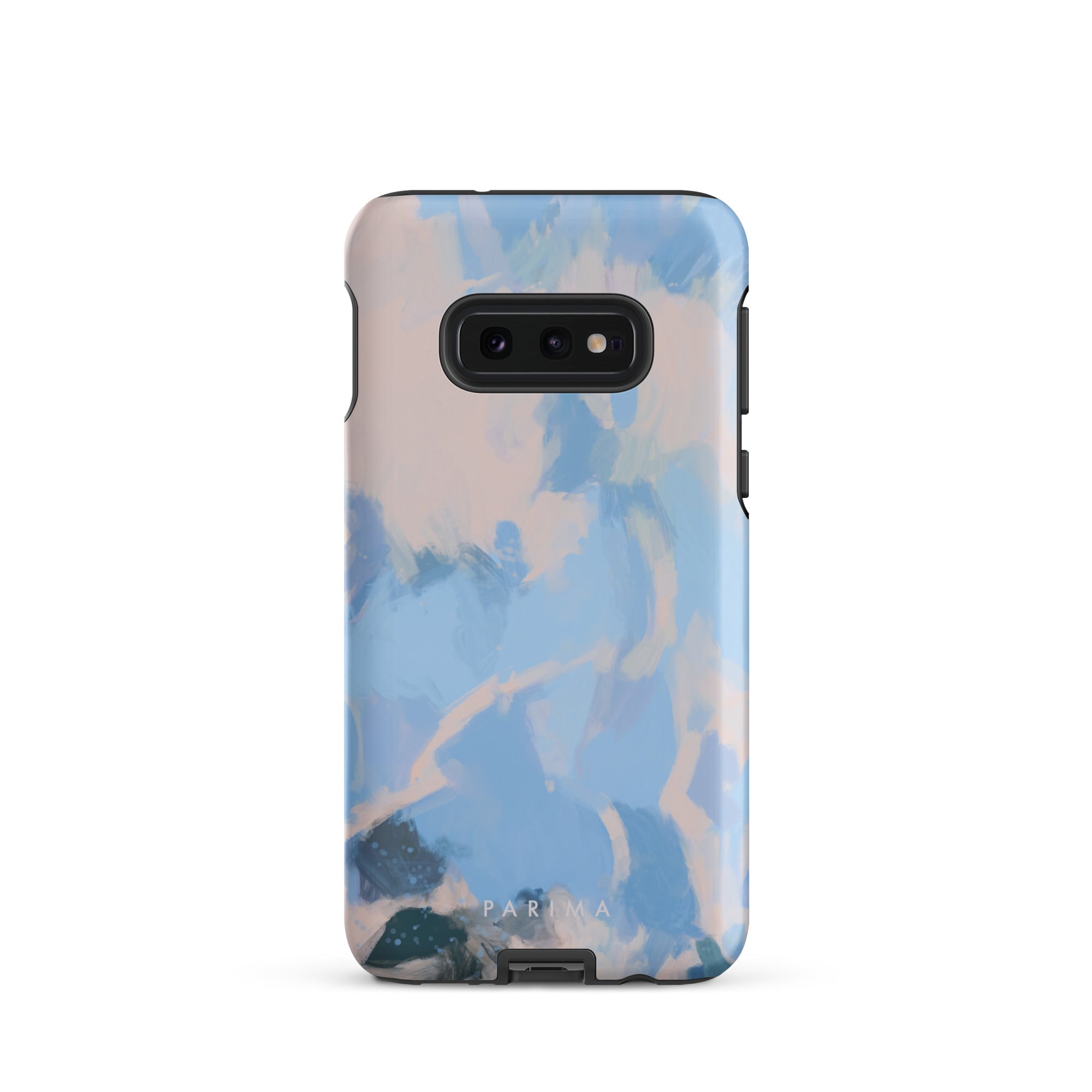 Dove, blue and pink abstract art on Samsung Galaxy S10e tough case by Parima Studio